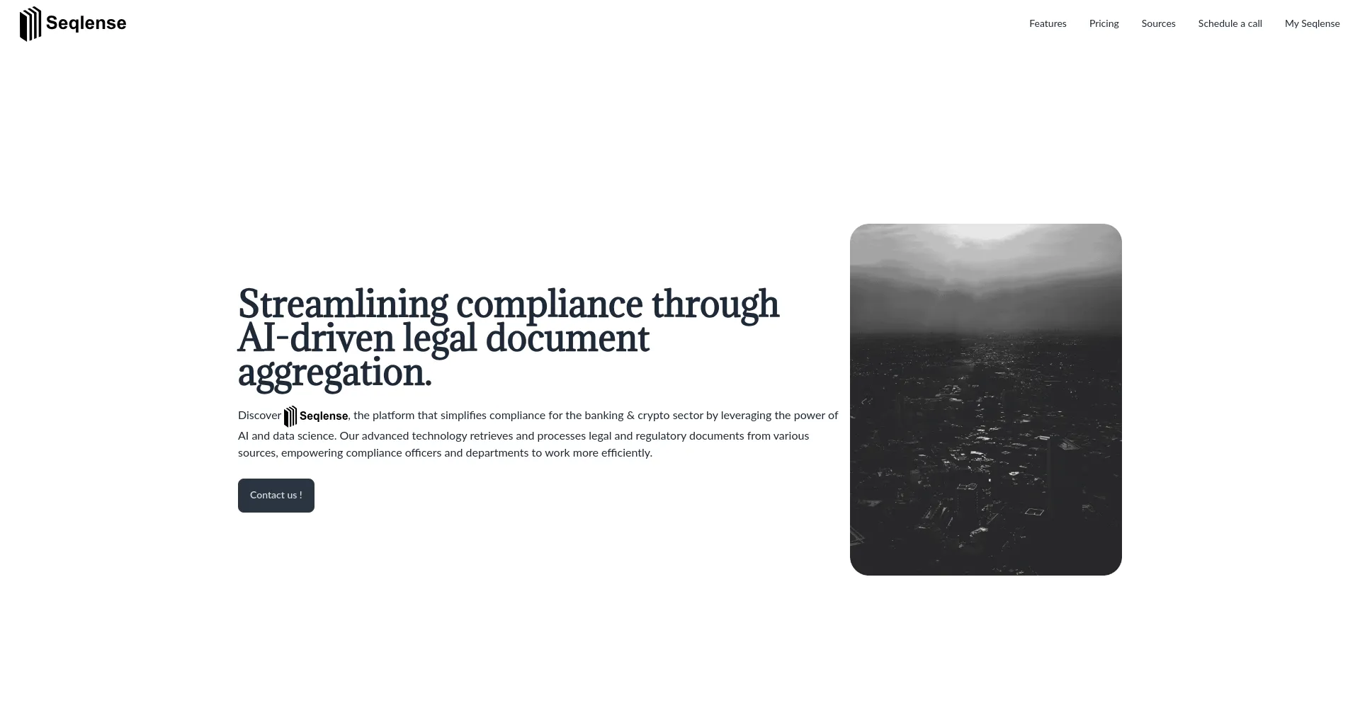 Website screenshot of Seqlense.com