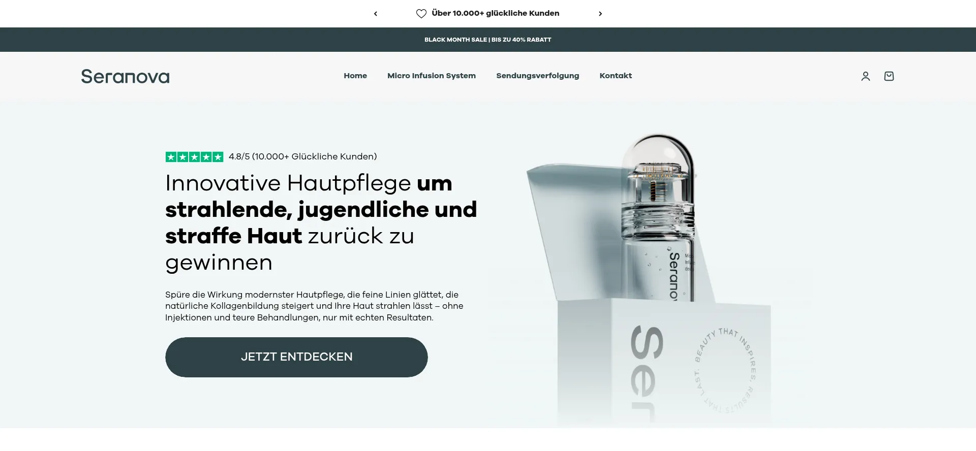 Website screenshot of Seranovabeauty.de