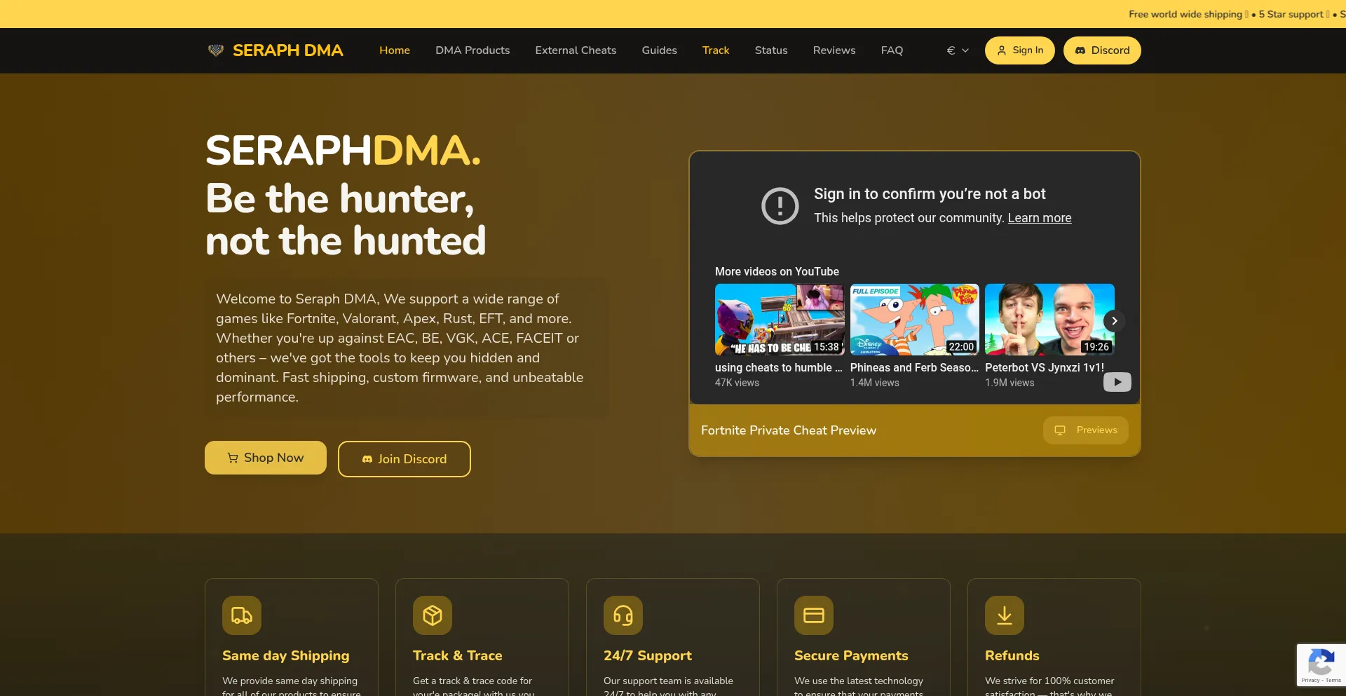 Website screenshot of Seraphdma.com
