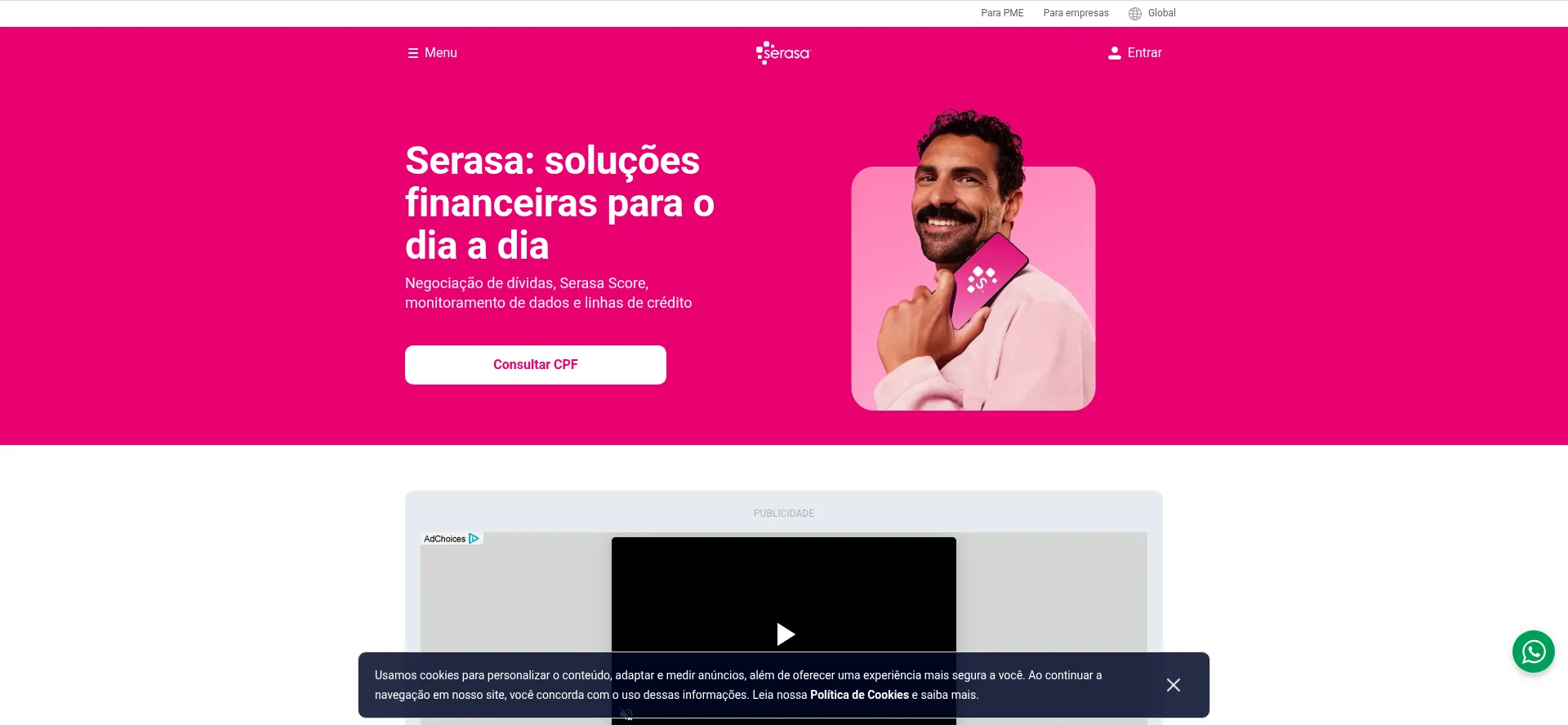 Website screenshot of Serasa.com.br