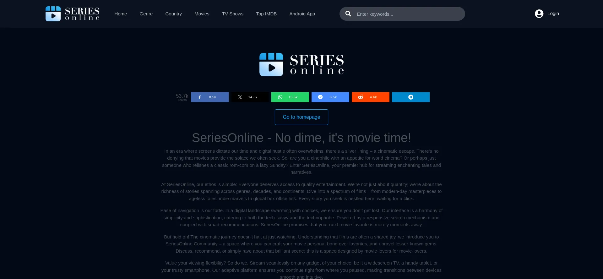 Website screenshot of Seriesonline.ac