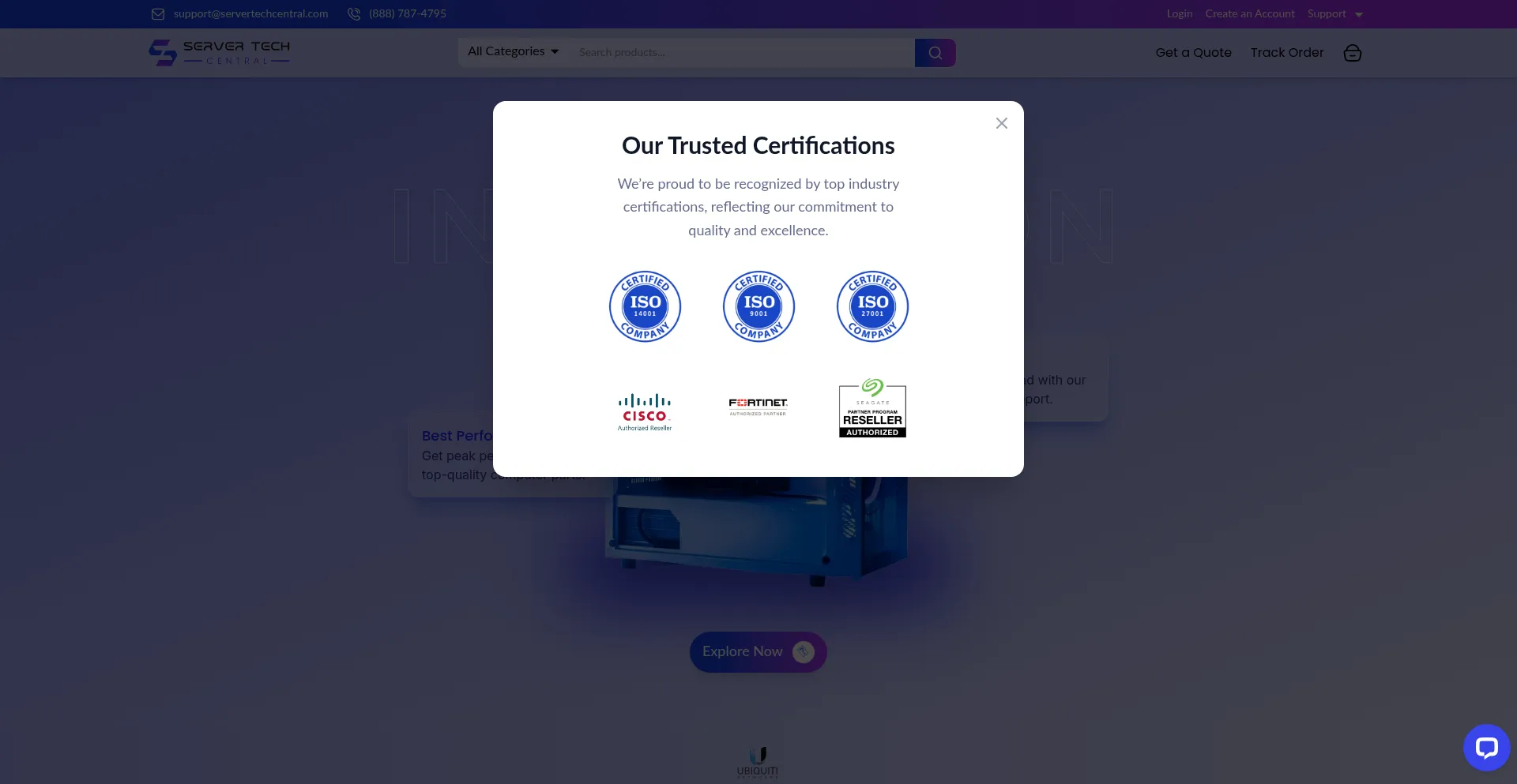 Website screenshot of Servertechcentral.com