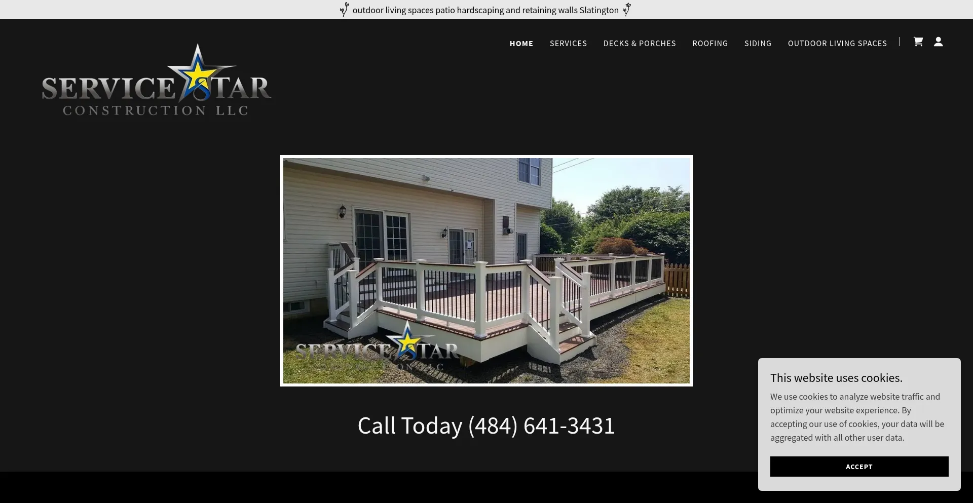 Website screenshot of Servicestarllc.com