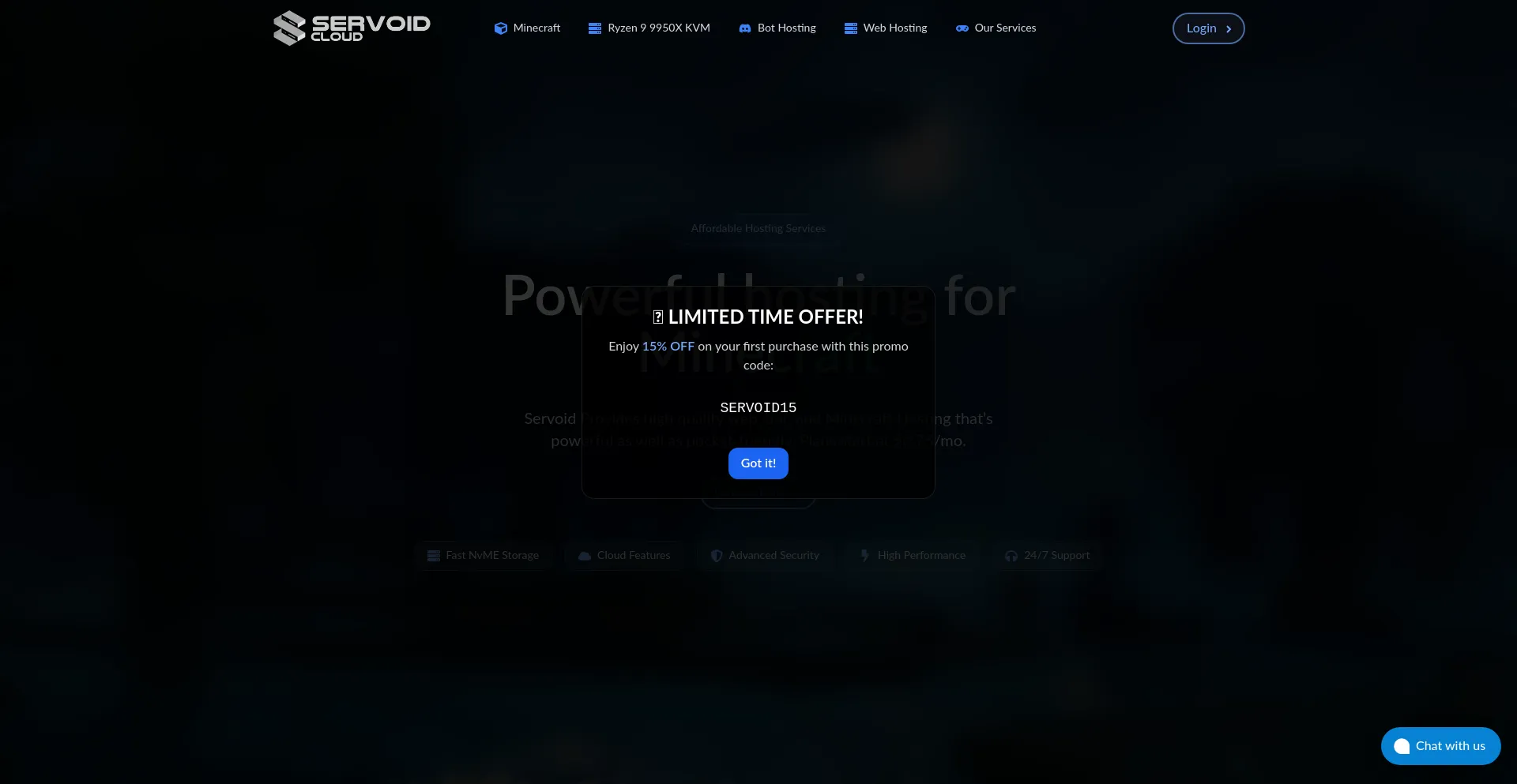 Website screenshot of Servoid.pro