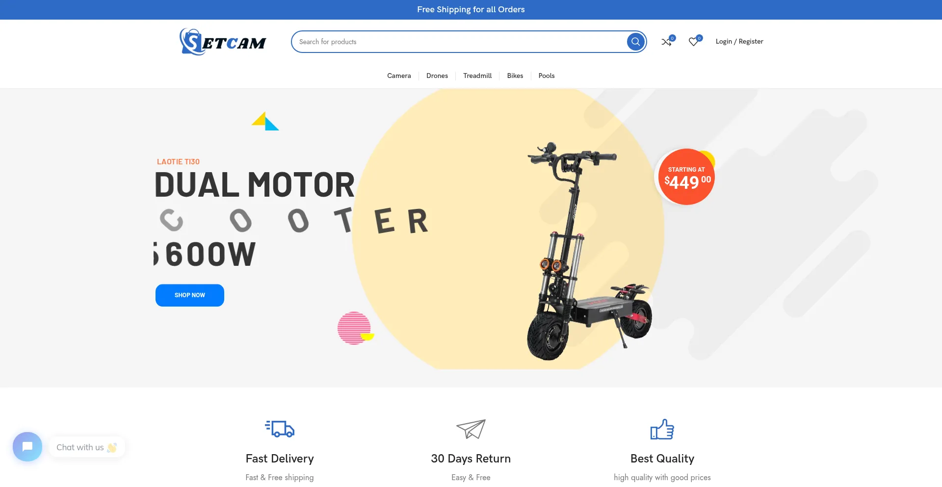 Website screenshot of Setcam.shop