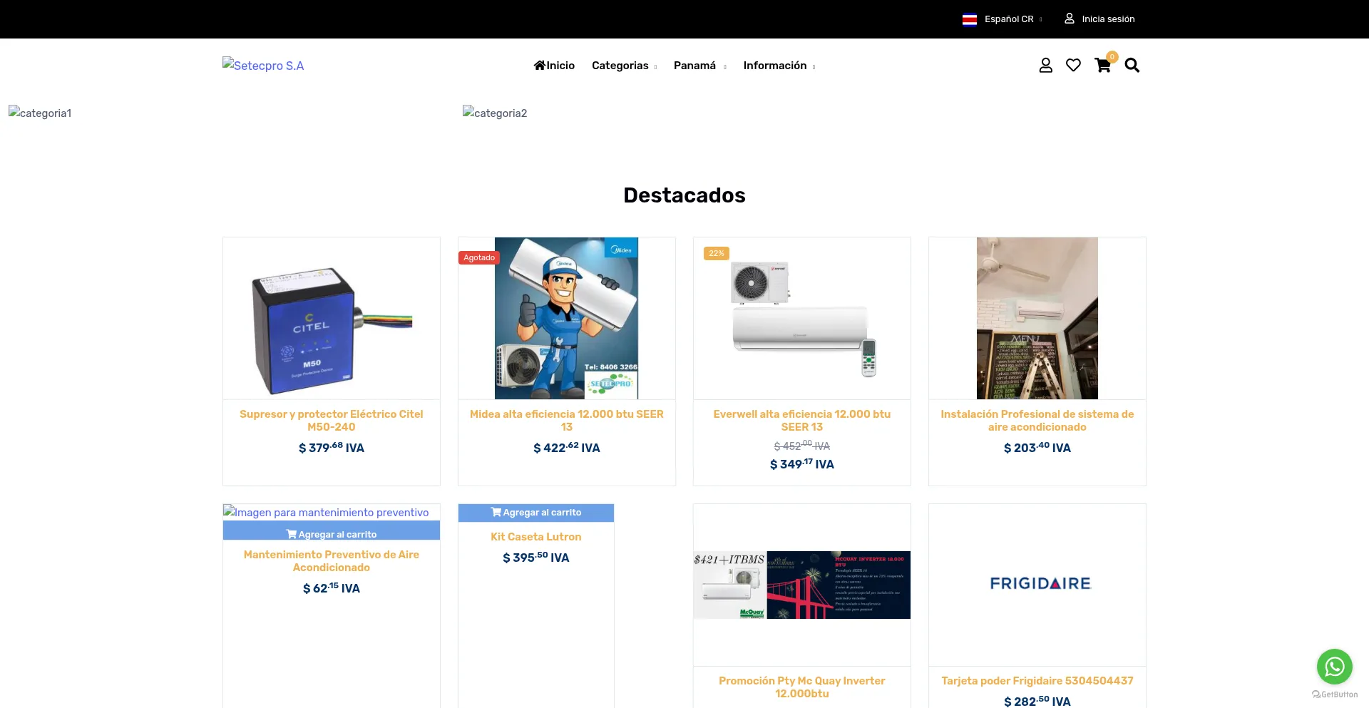 Website screenshot of Setecpro.com