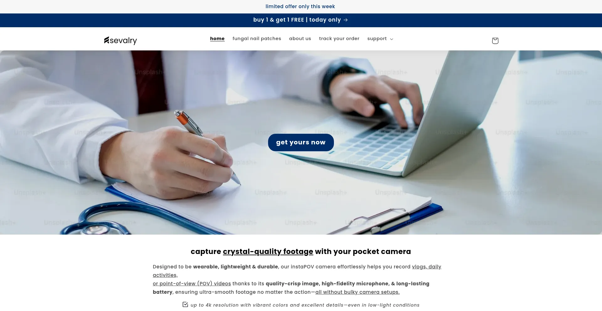 Website screenshot of Sevalry.com
