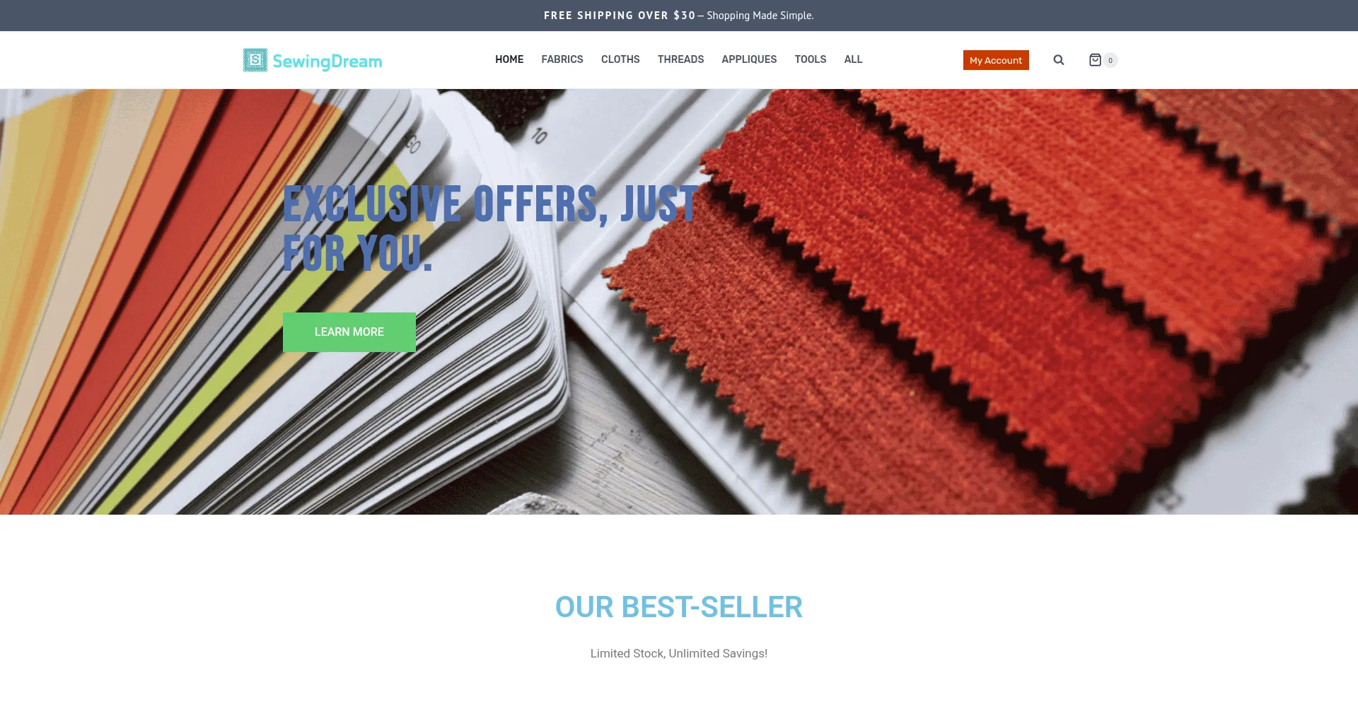 Website screenshot of Sewingdream.com