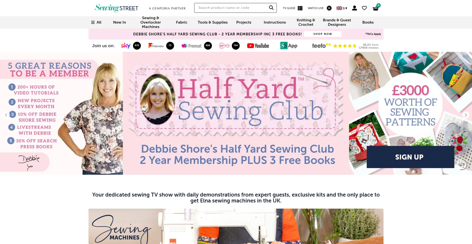 Website screenshot of Sewingstreet.com