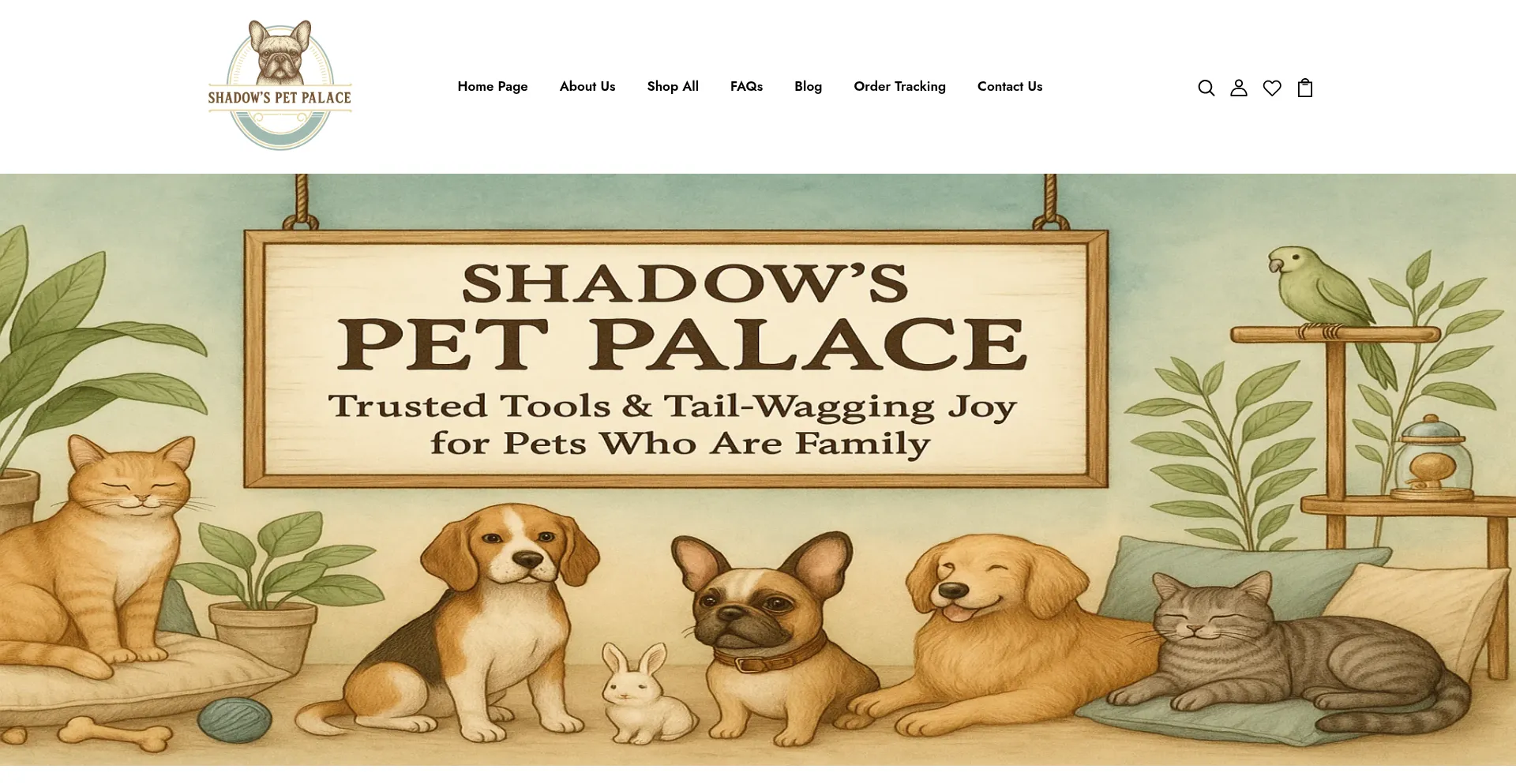 Website screenshot of Shadowspetpalace.com