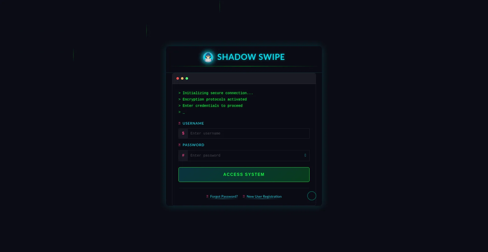 Website screenshot of Shadowswipe.cc