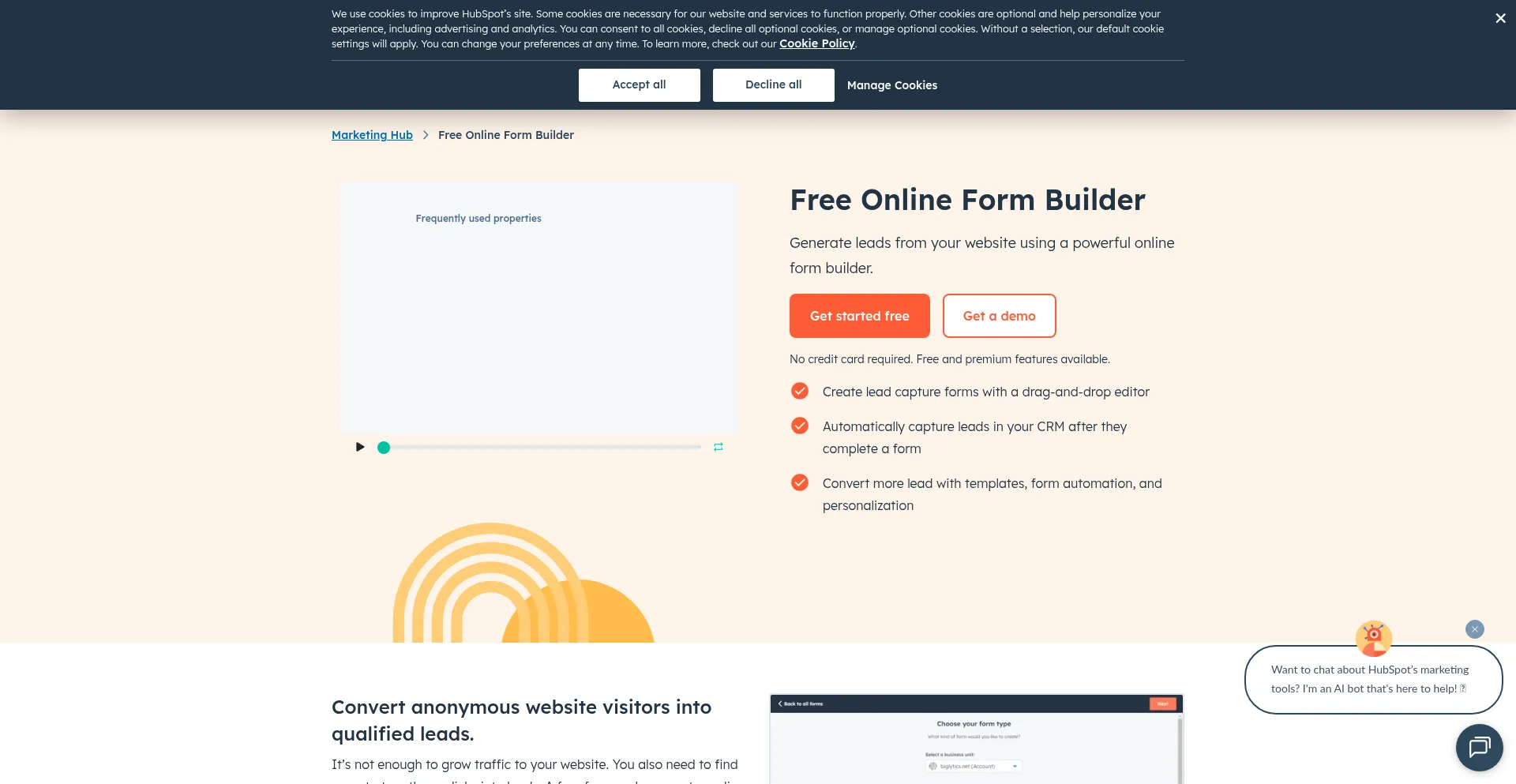 Website screenshot of Share.hsforms.com
