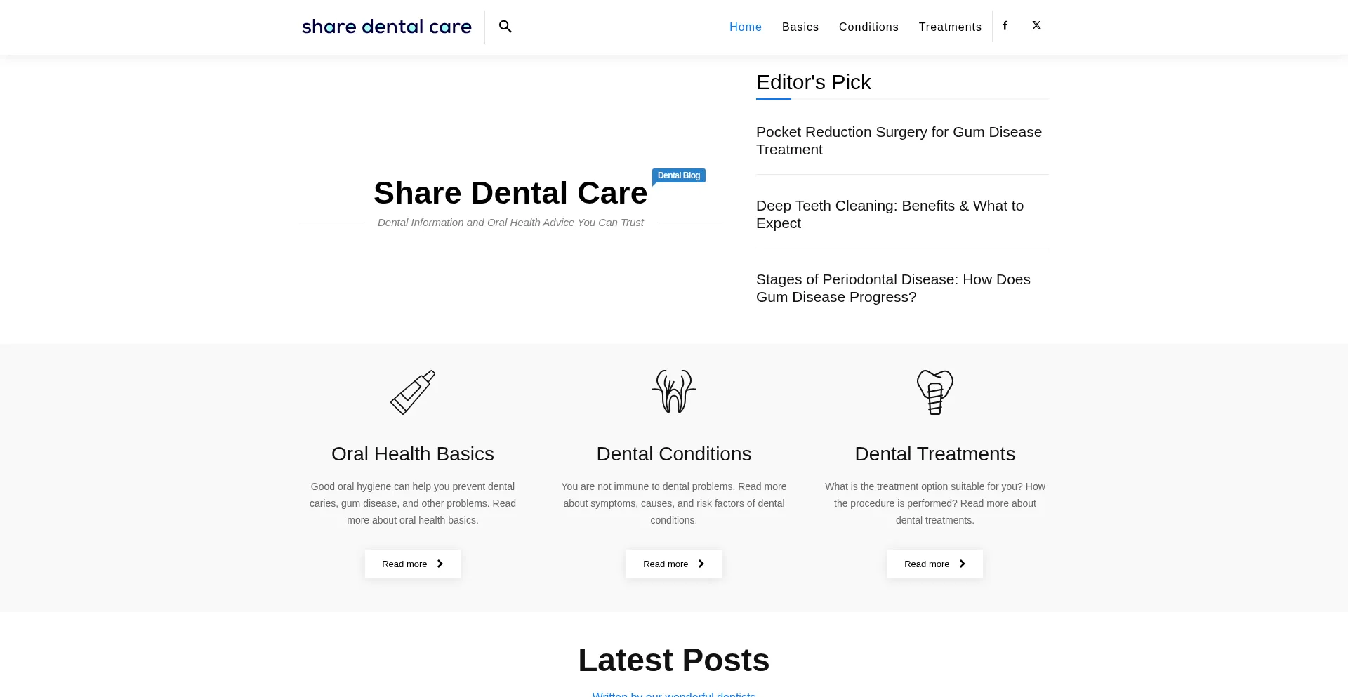 Website screenshot of Sharedentalcare.com