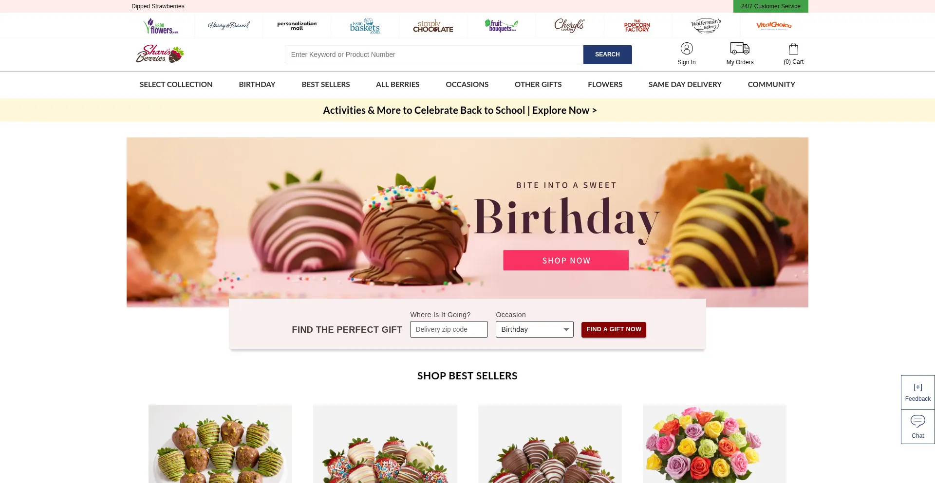 Website screenshot of Sharisberries.com