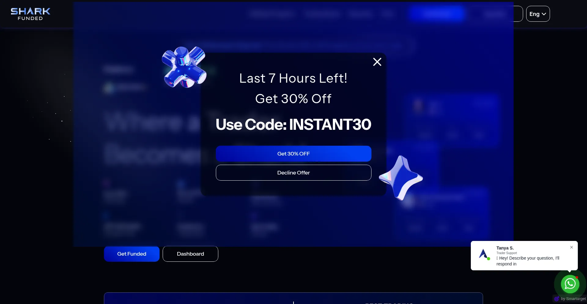 Website screenshot of Sharkfunded.com