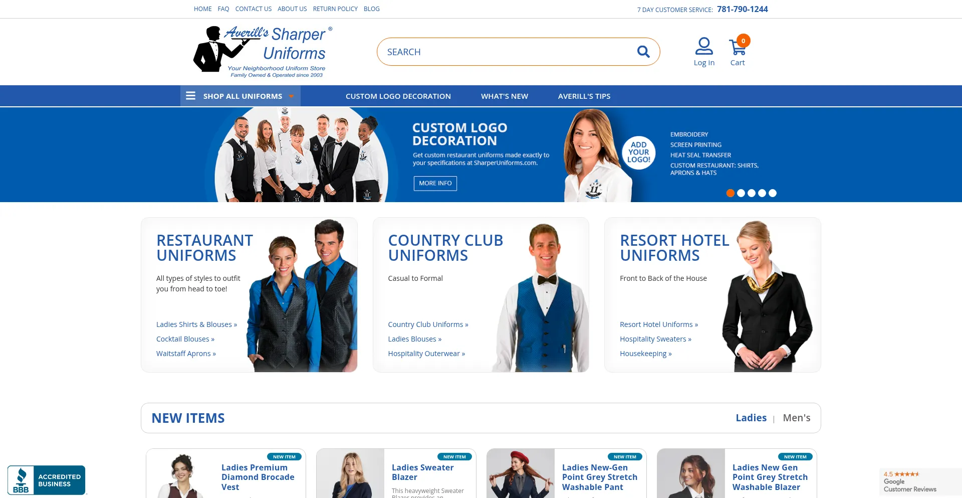 Website screenshot of Sharperuniforms.com