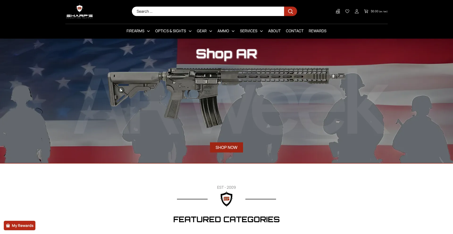 Website screenshot of Sharpsshootingsupply.com