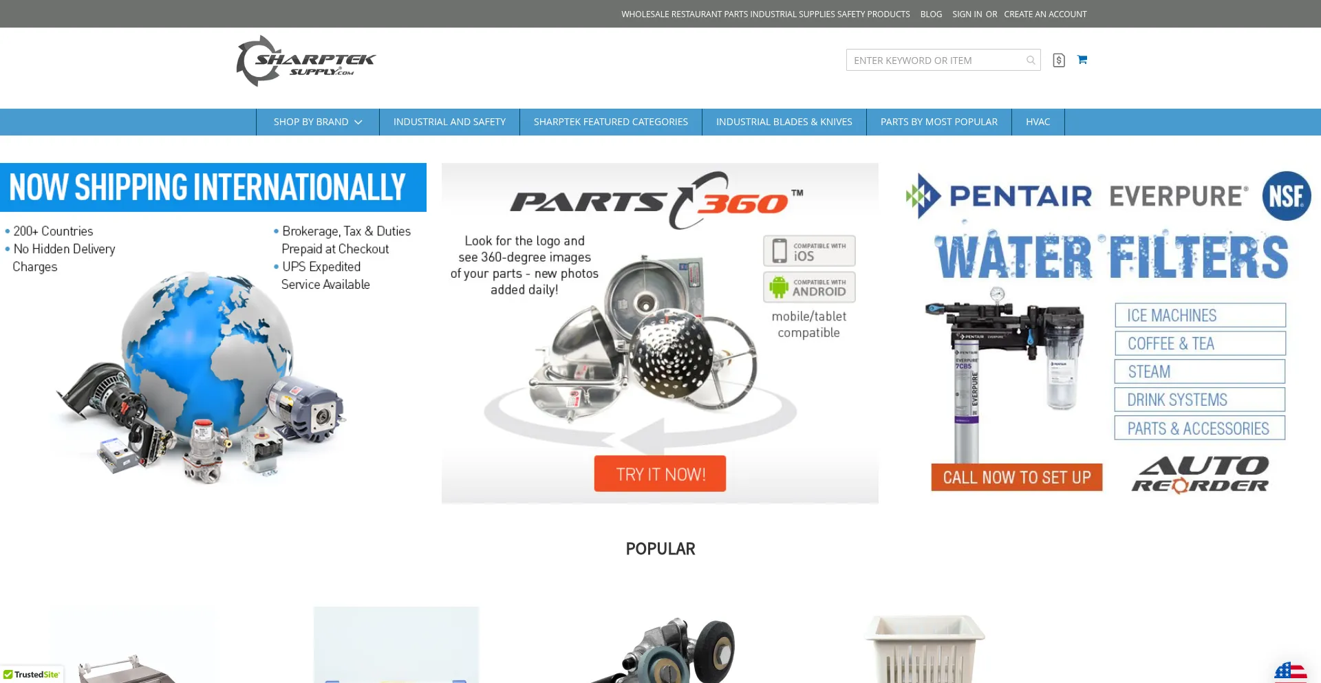Website screenshot of Sharpteksupply.com