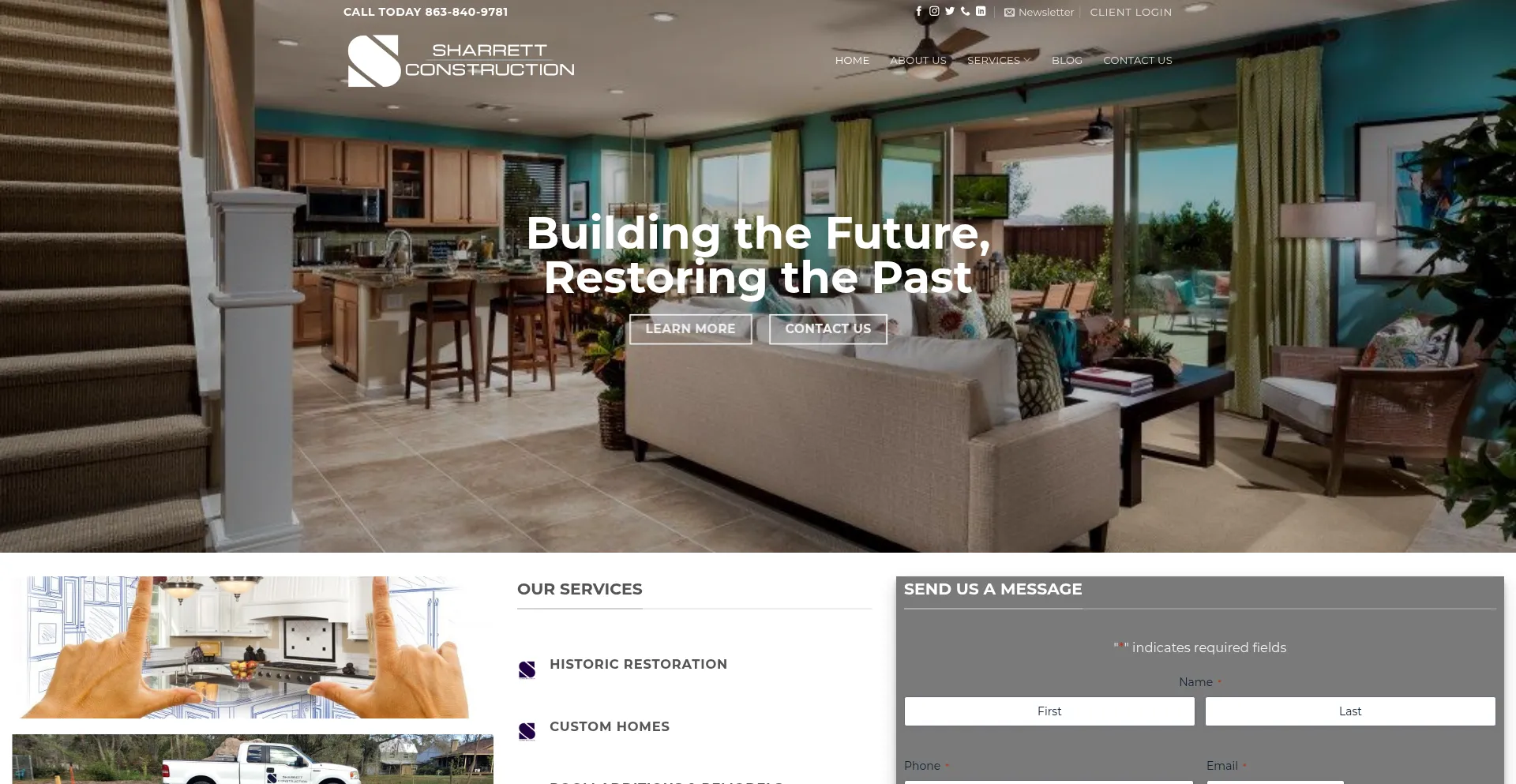 Website screenshot of Sharrettconstruction.com