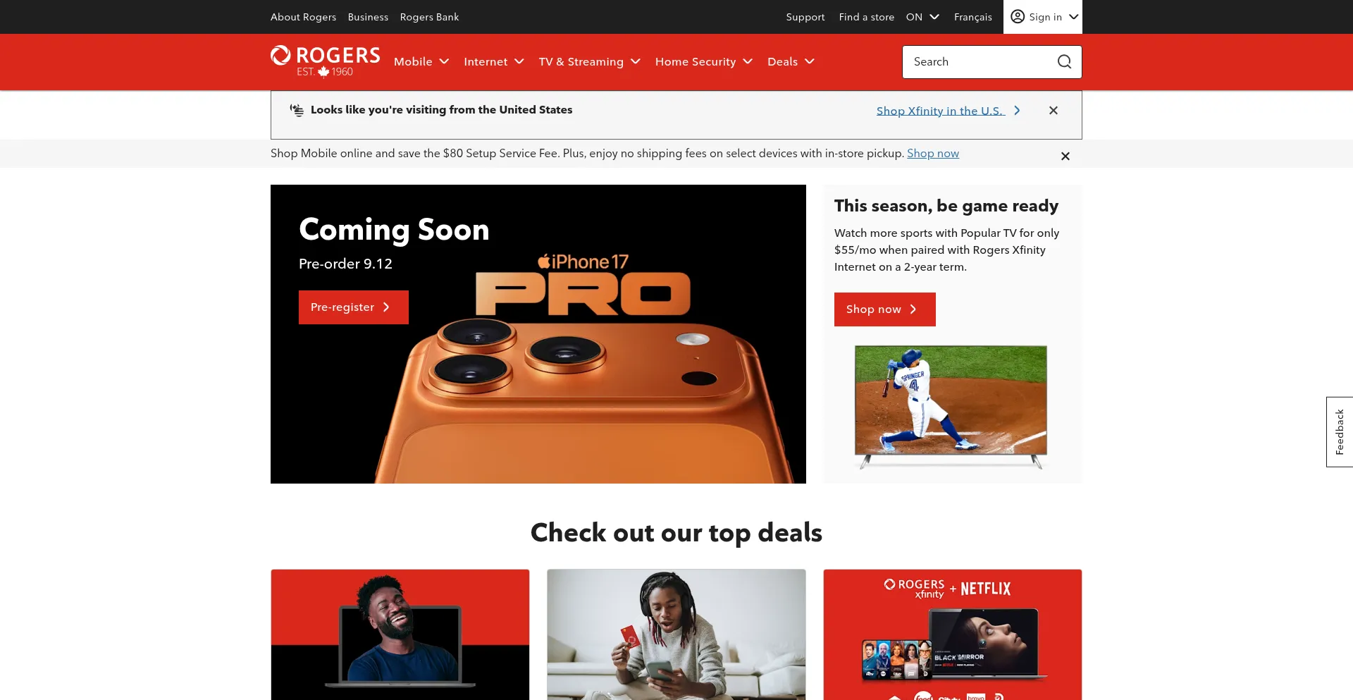 Website screenshot of Shaw.ca