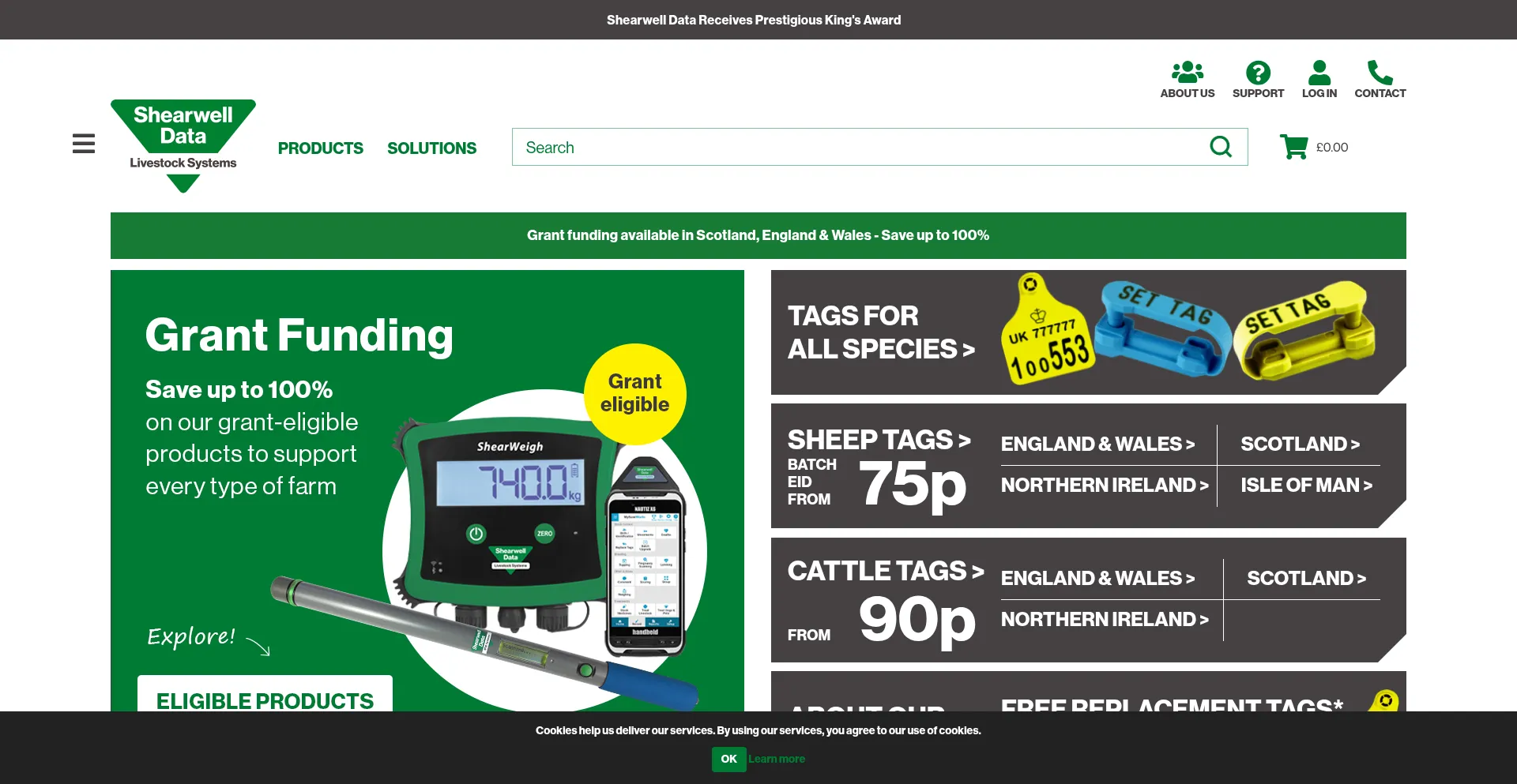 Website screenshot of Shearwell.co.uk