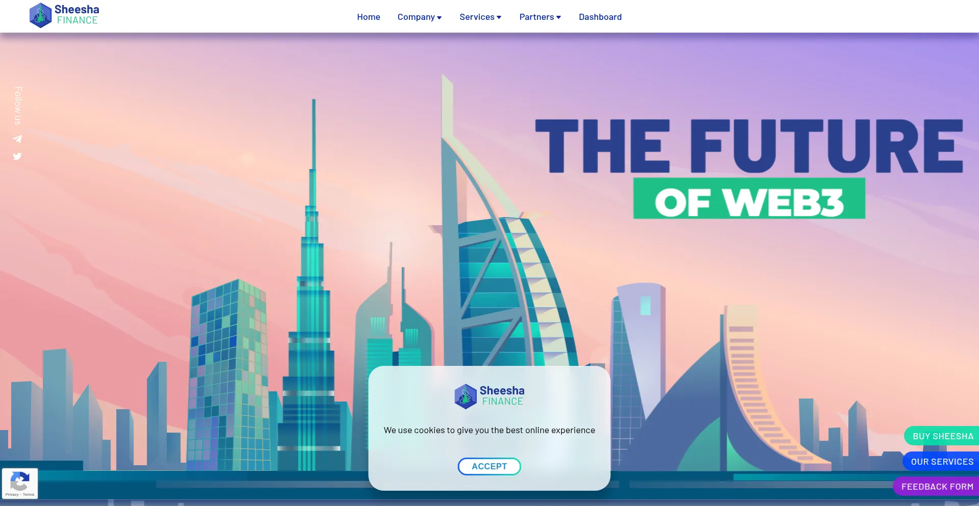 Website screenshot of Sheeshafinance.io