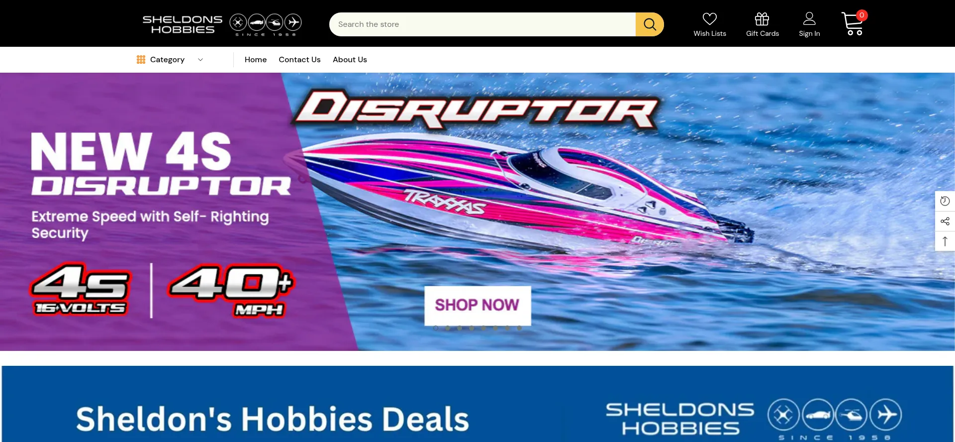 Website screenshot of Sheldonshobbies.com