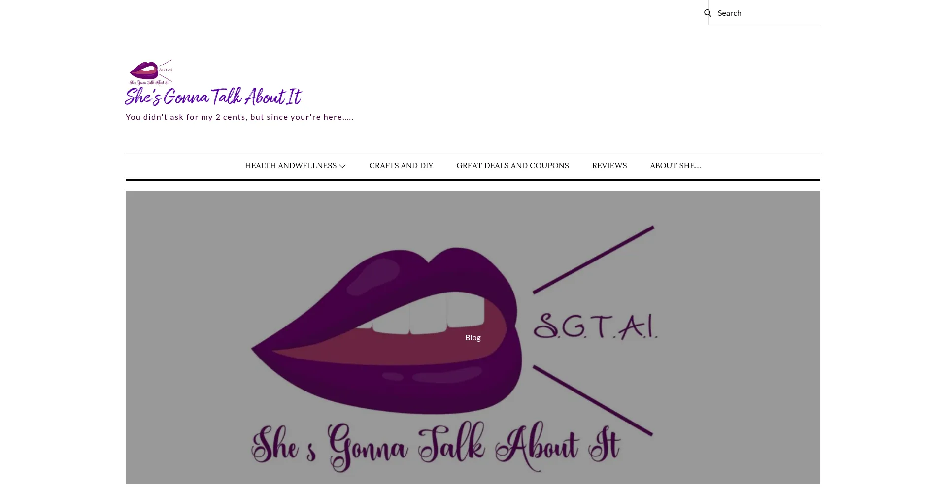 Website screenshot of Shesgonnatalkaboutit.com