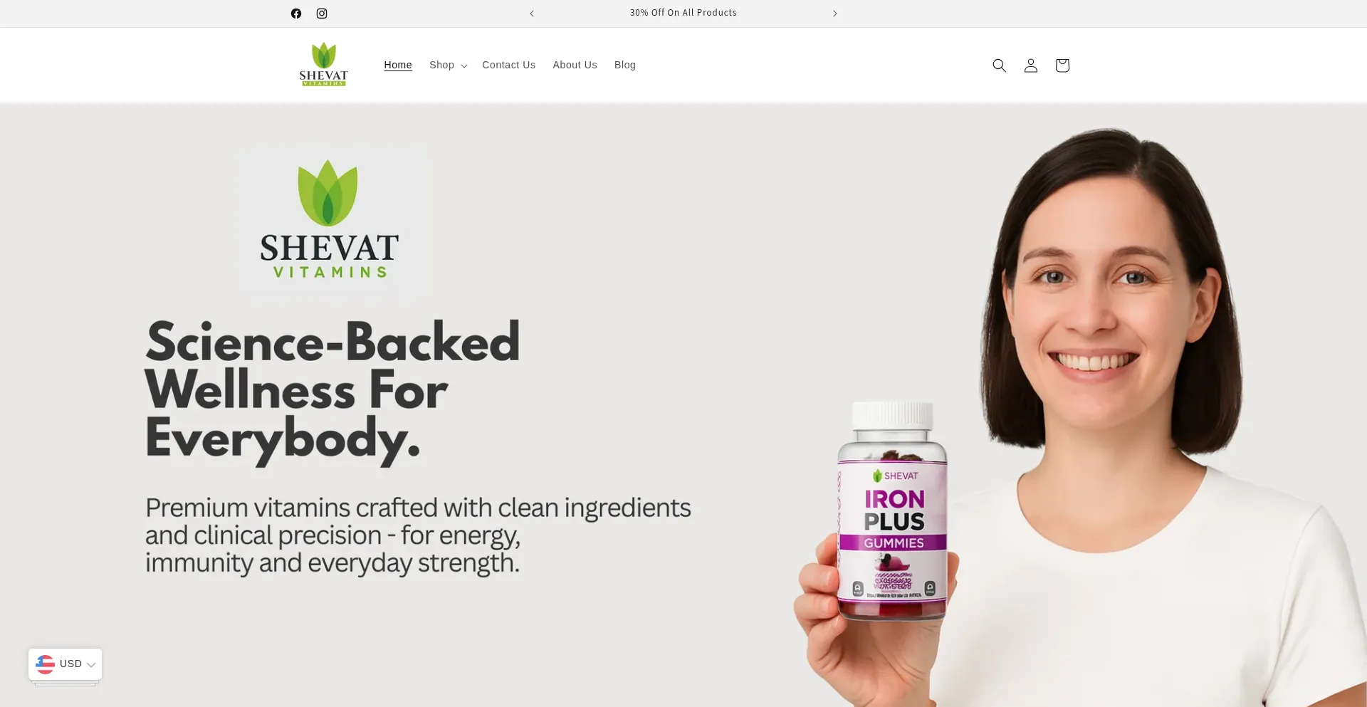Website screenshot of Shevatvitamins.com