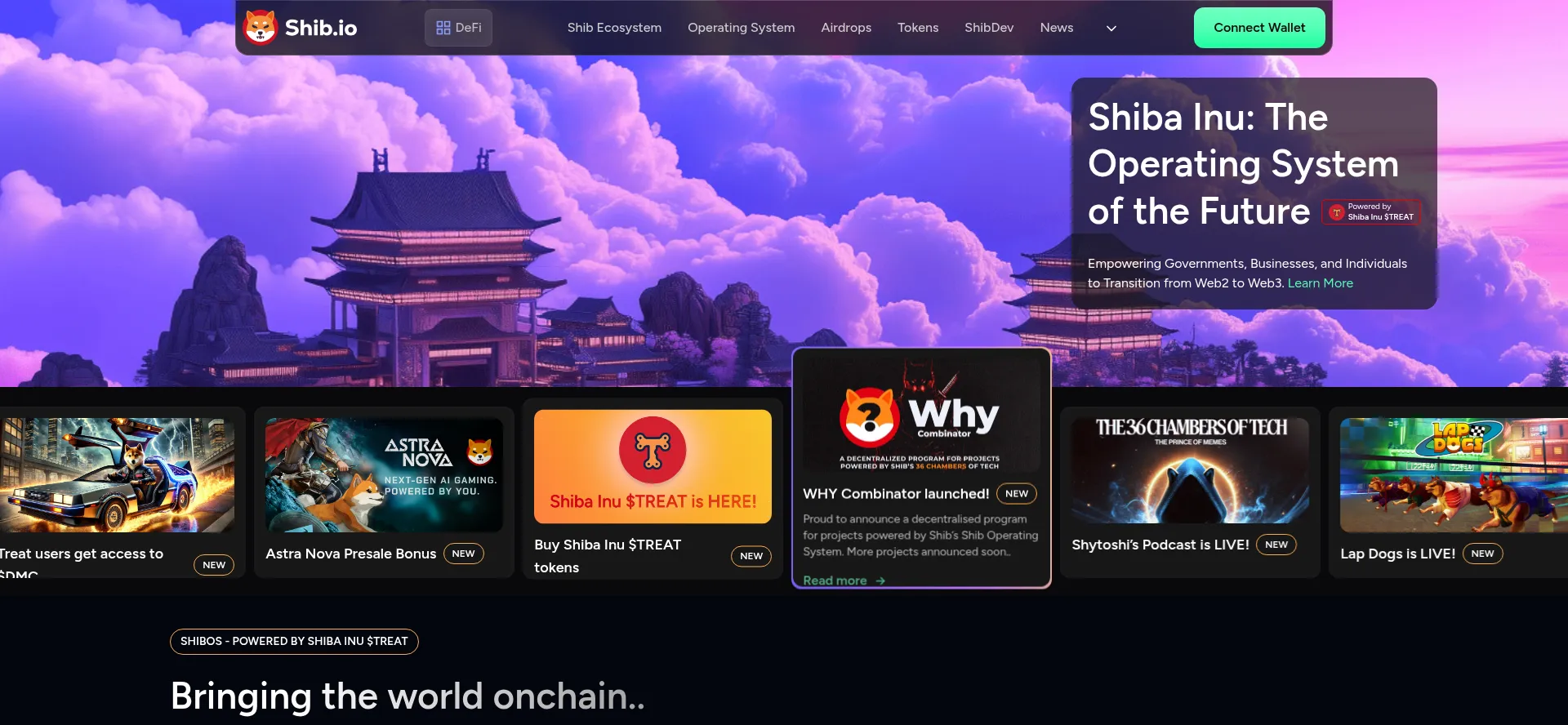 Website screenshot of Shib.io