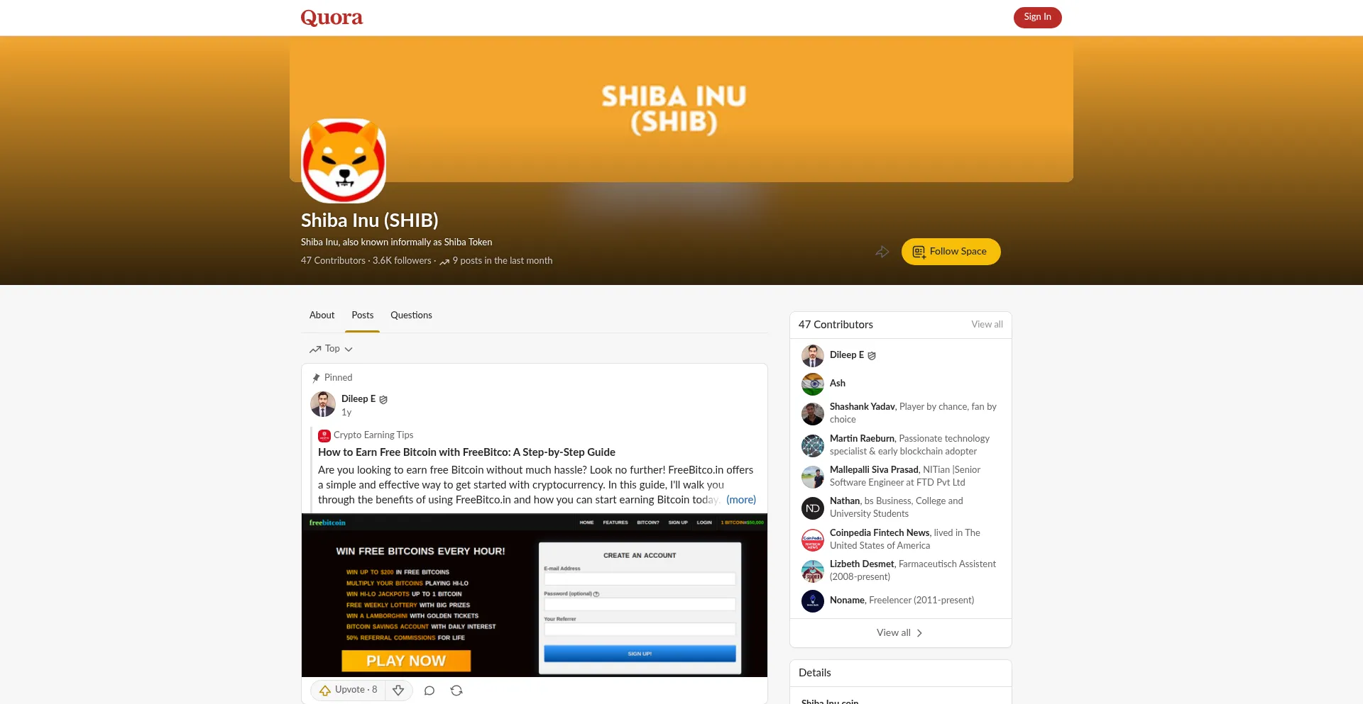 Website screenshot of Shibainushib.quora.com