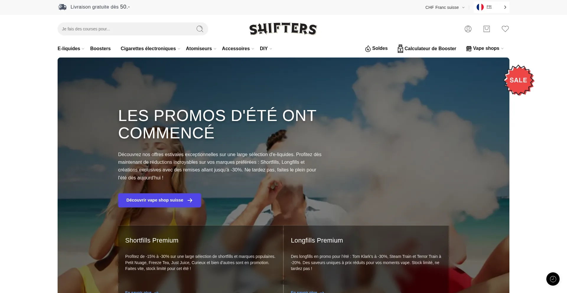 Website screenshot of Shifters.ch