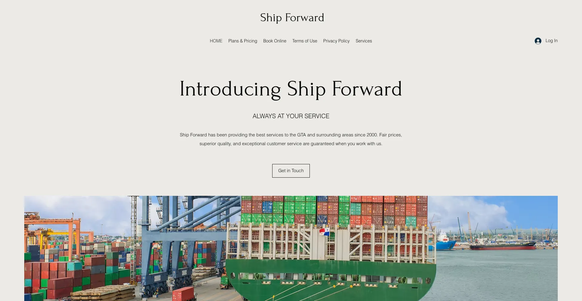 Website screenshot of Shipforward.ca