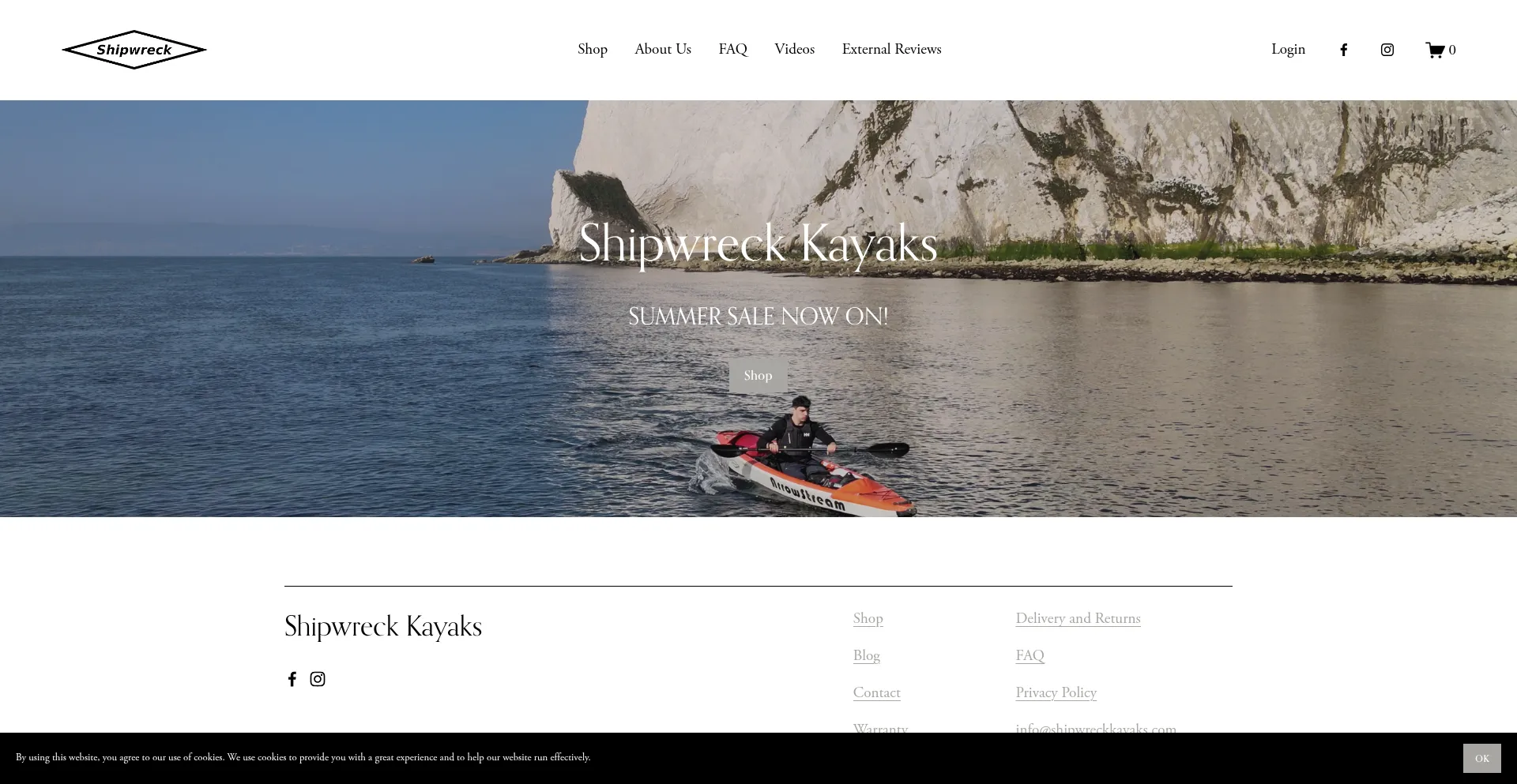 Website screenshot of Shipwreckkayaks.com