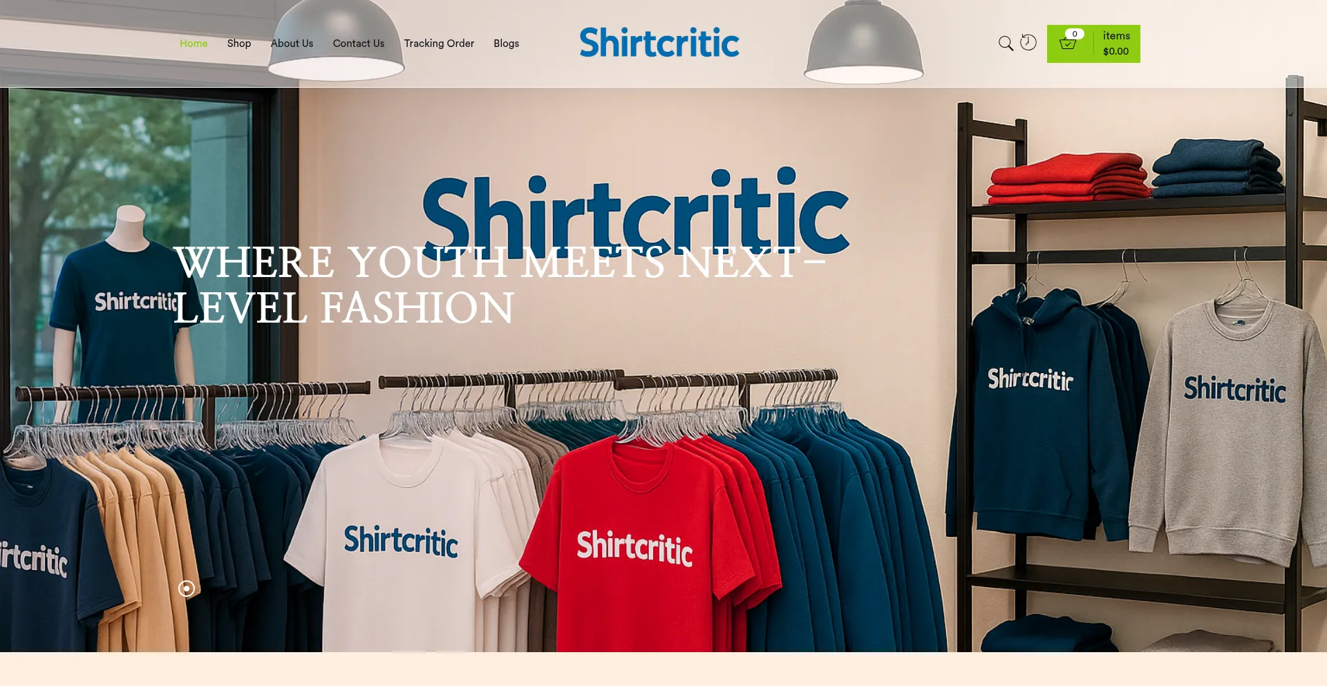 Website screenshot of Shirtcritic.com