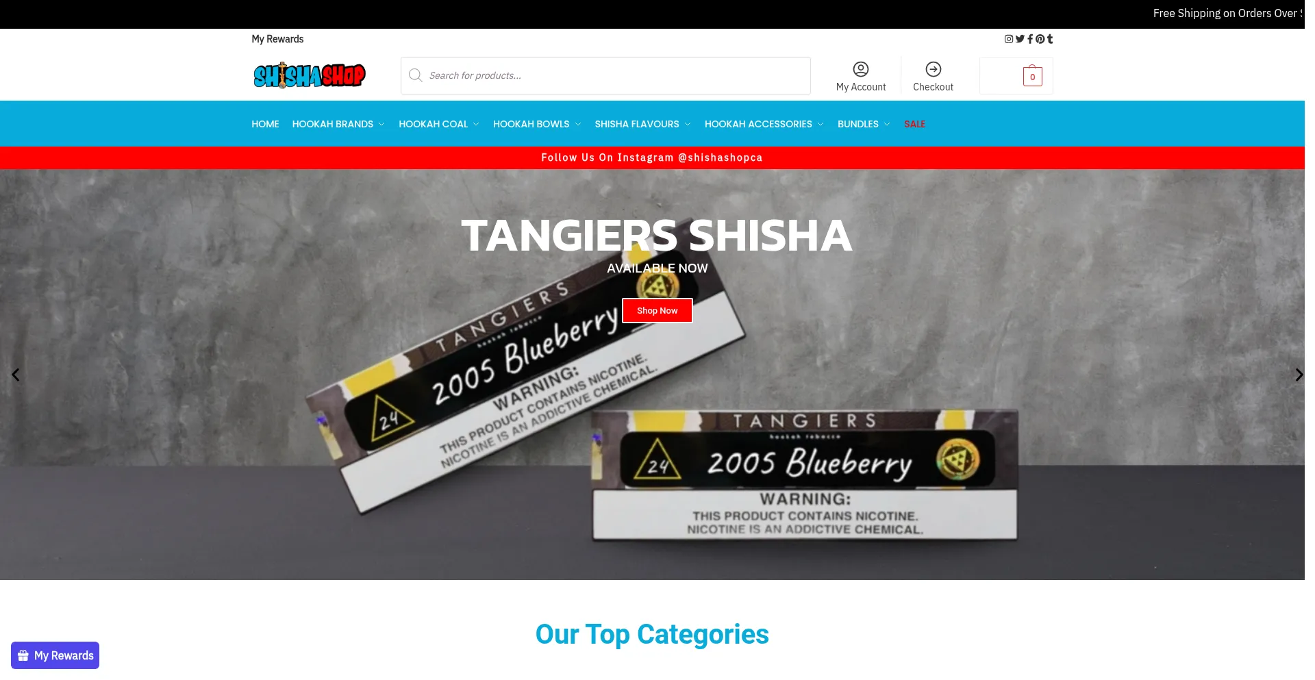 Website screenshot of Shishashop.ca