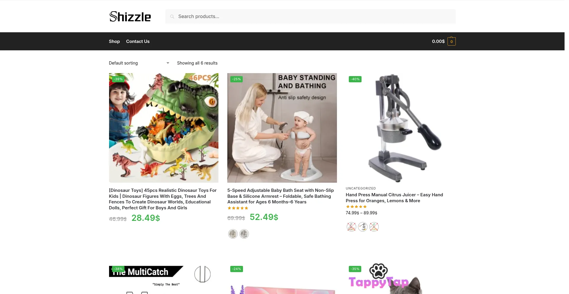 Website screenshot of Shizzlebox.com