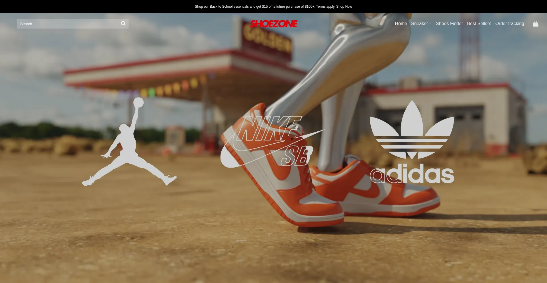 Website screenshot of Shoeszonex.us