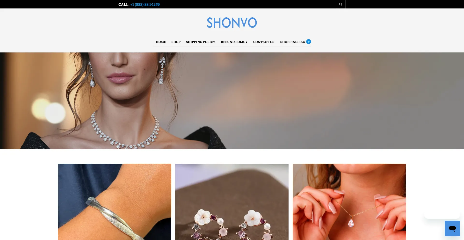 Website screenshot of Shonvo.com