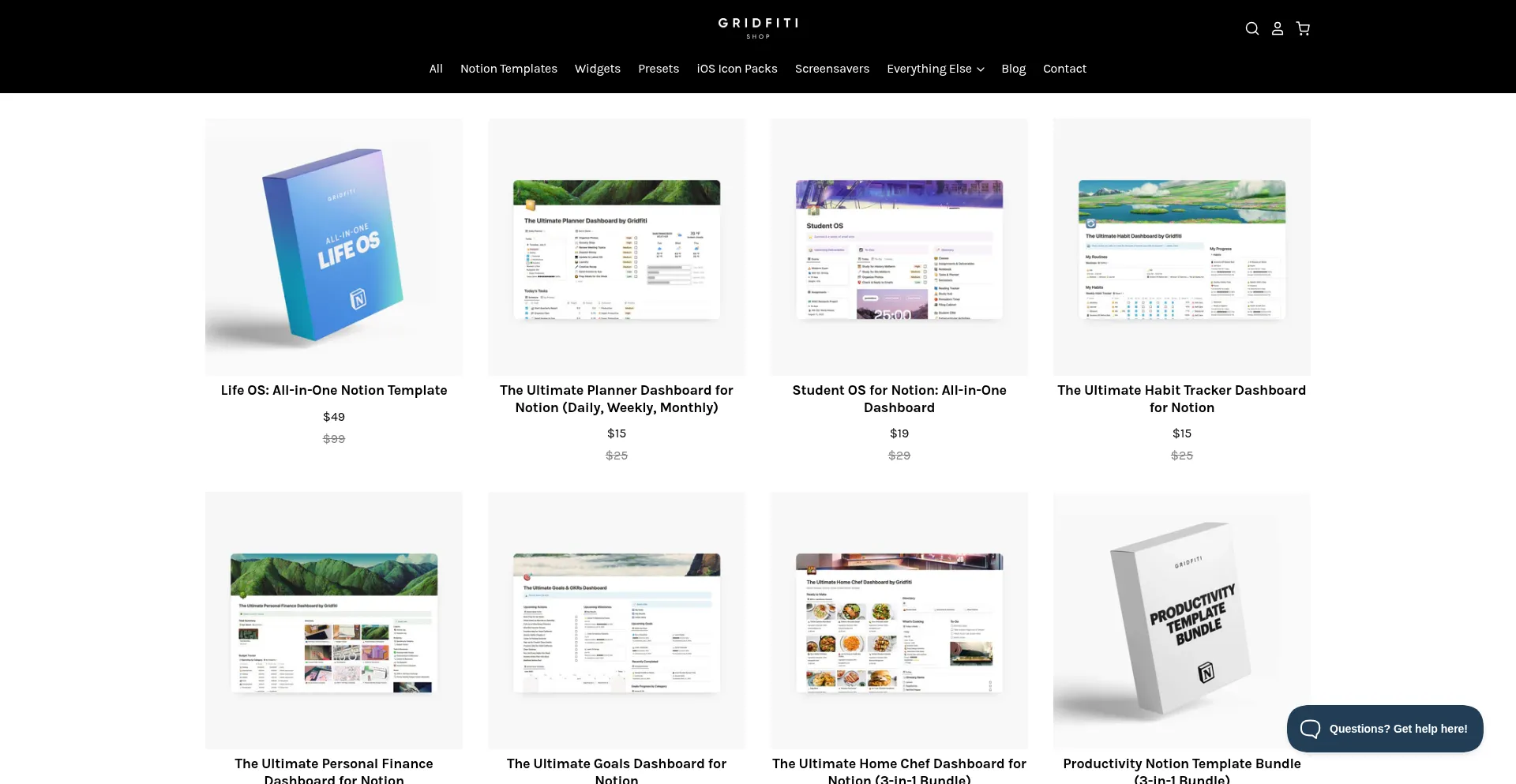 Website screenshot of Shop.gridfiti.com