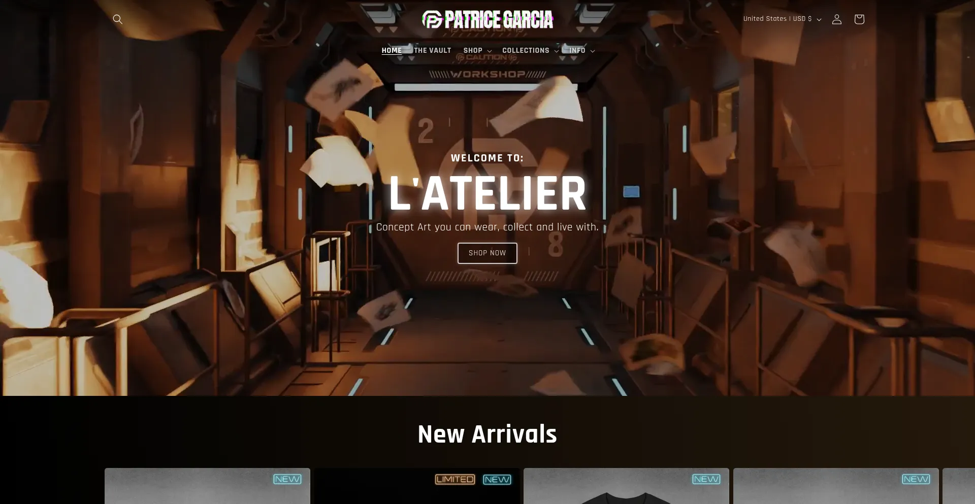 Website screenshot of Shop.patricegarcia.com