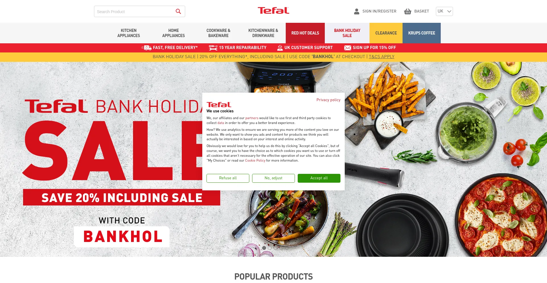 Website screenshot of Shop.tefal.co.uk