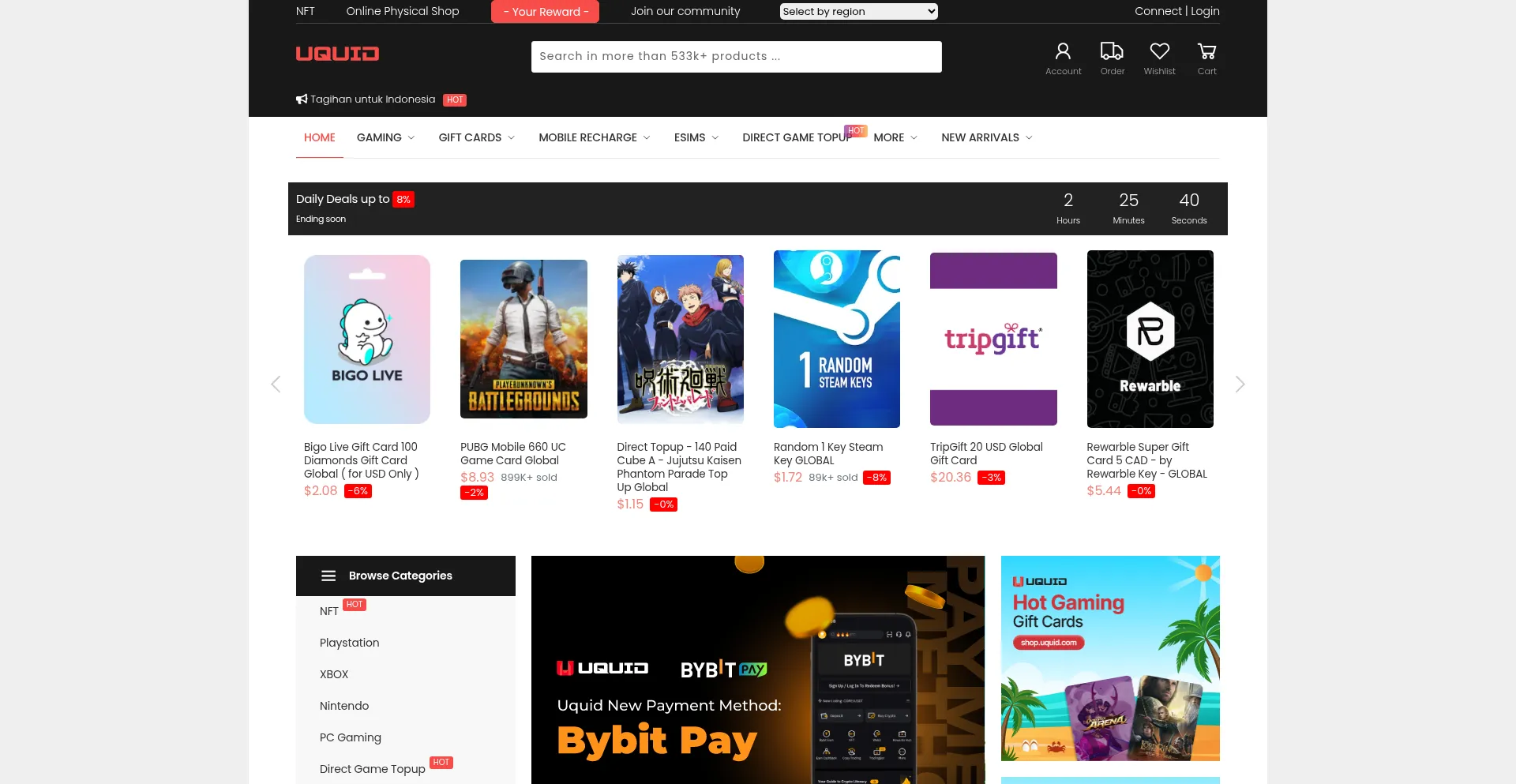 Website screenshot of Shop.uquid.com