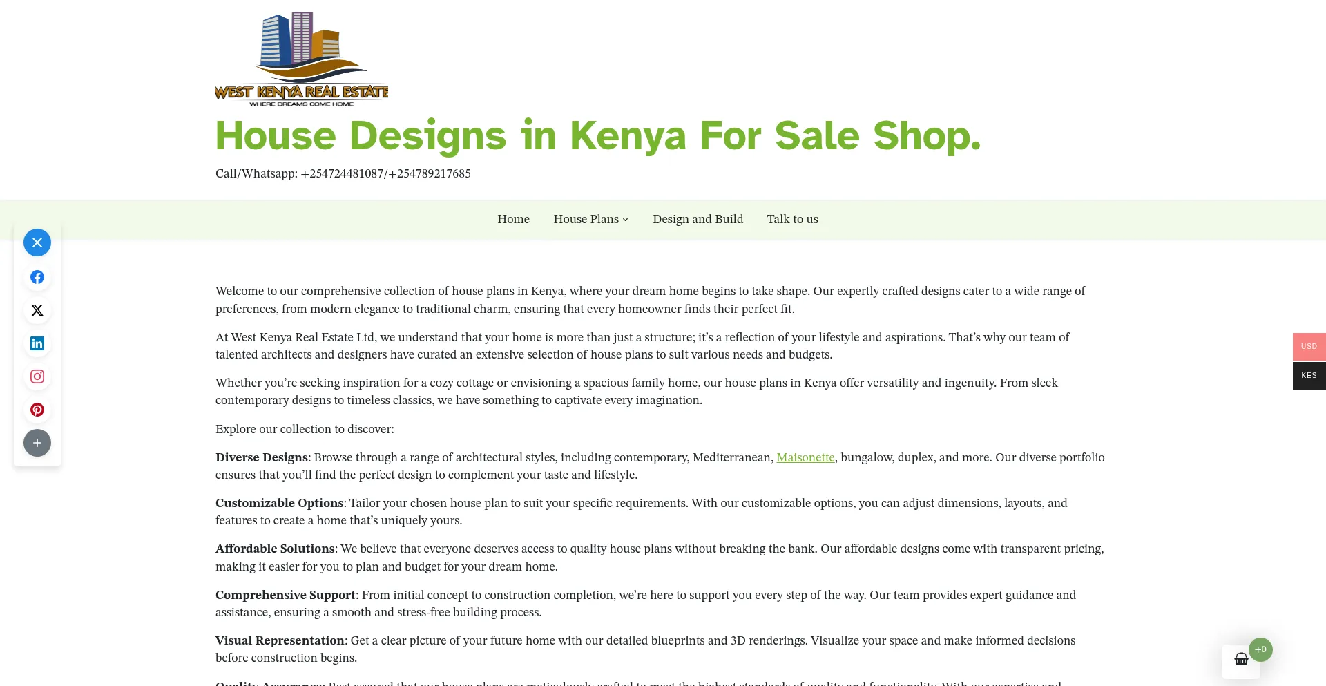 Website screenshot of Shop.westkenyarealestate.com