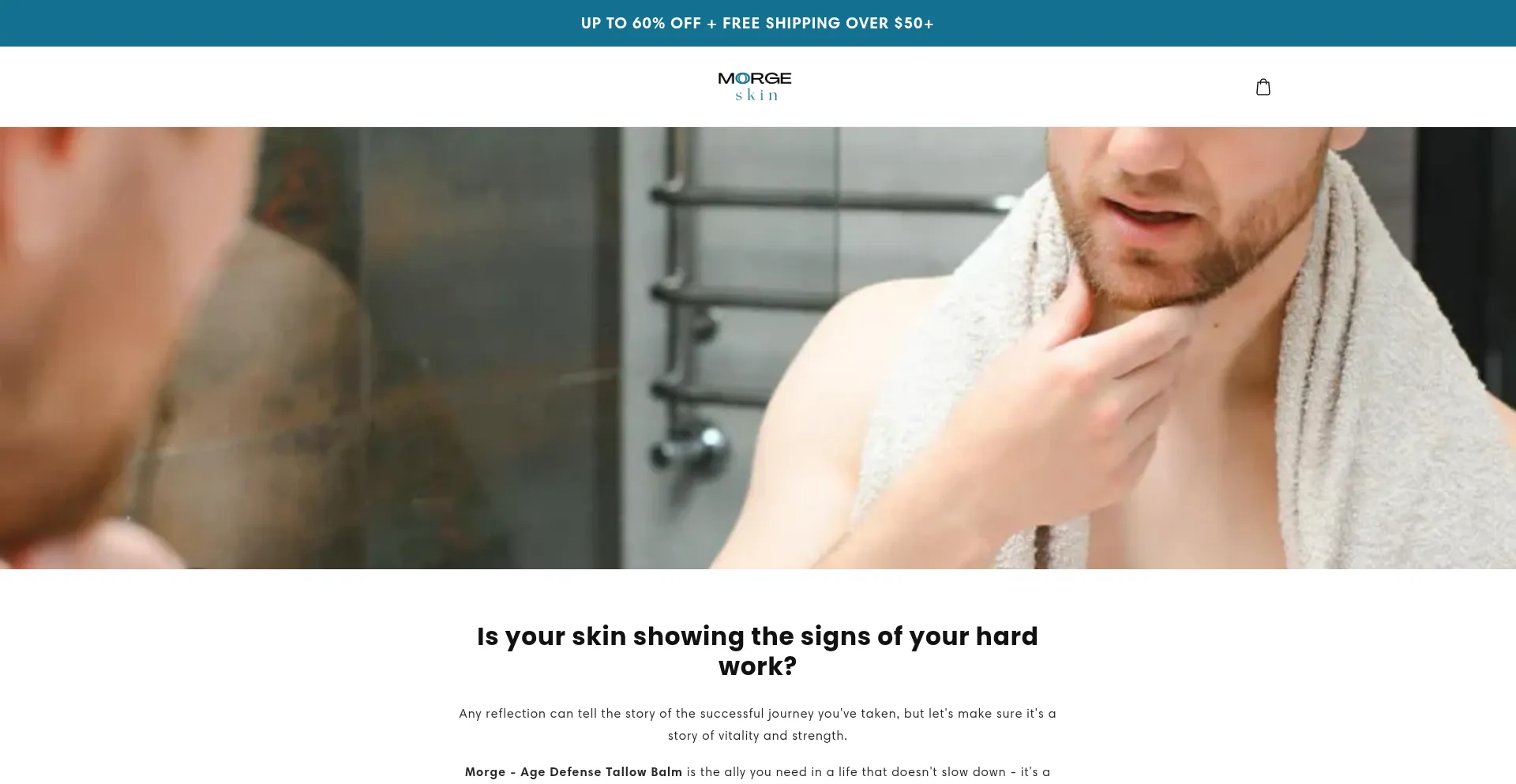 Website screenshot of Shop-morgeskin.com