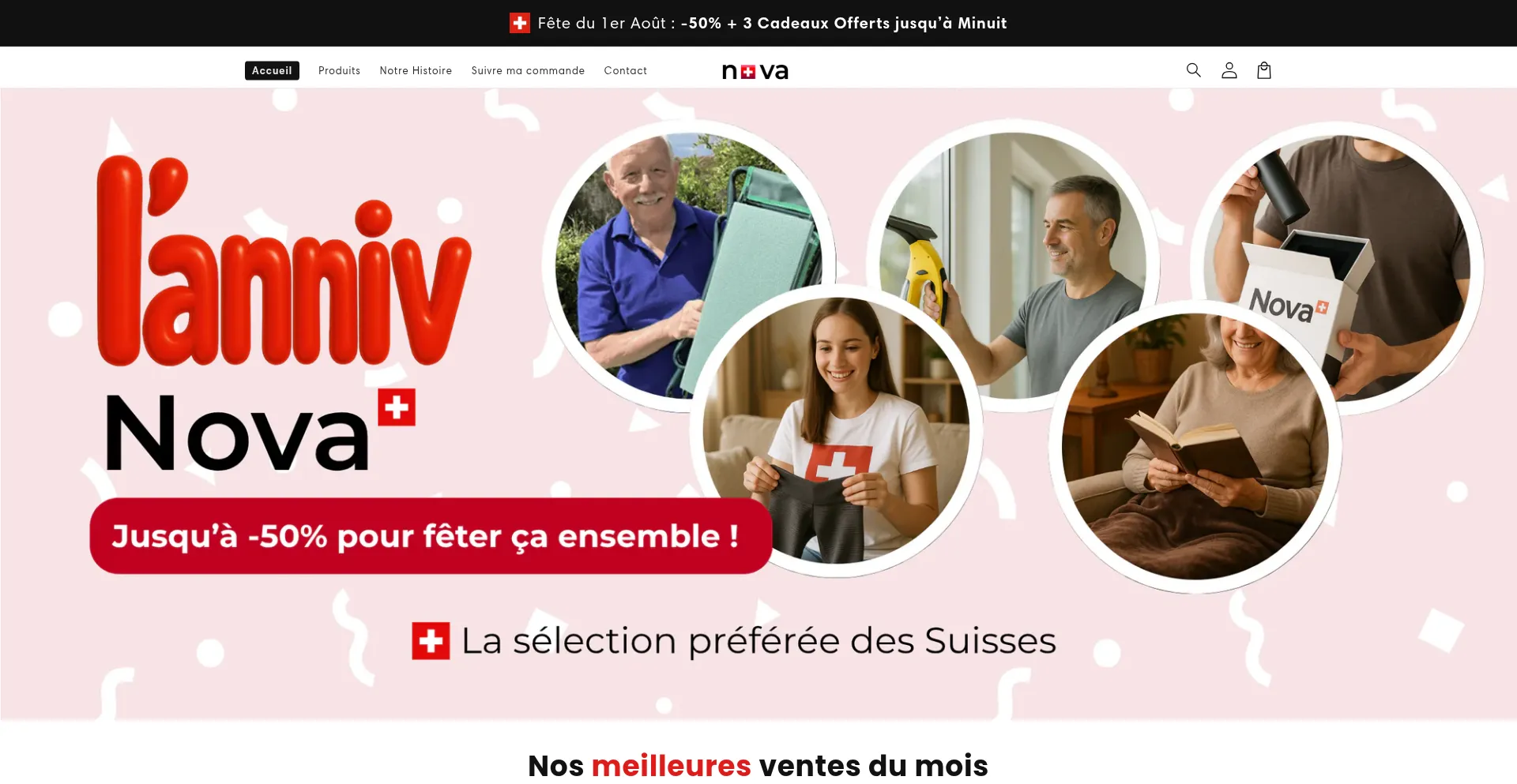 Website screenshot of Shop-nova.ch