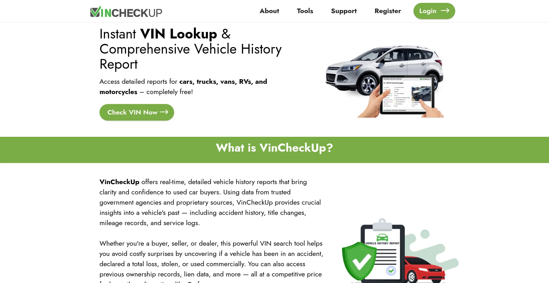 Website screenshot of Shop-vincheckup.us
