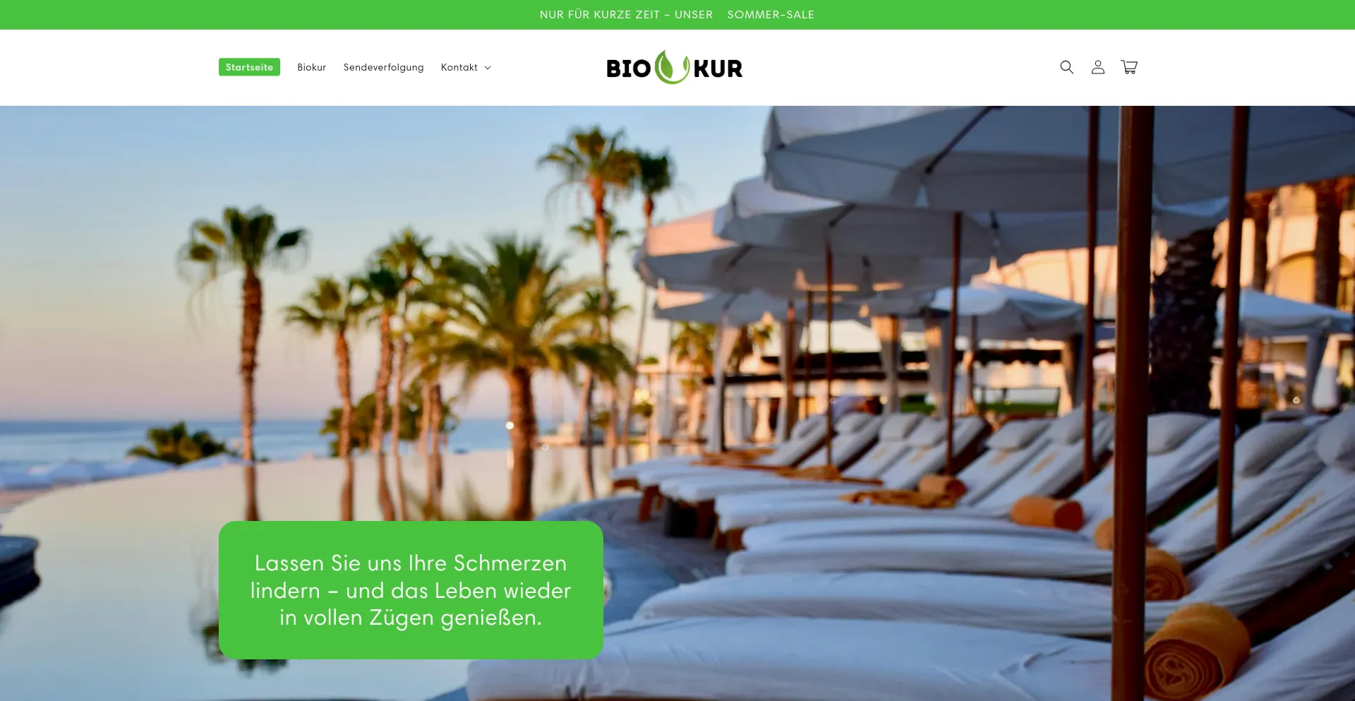 Website screenshot of Shopbiocure.com
