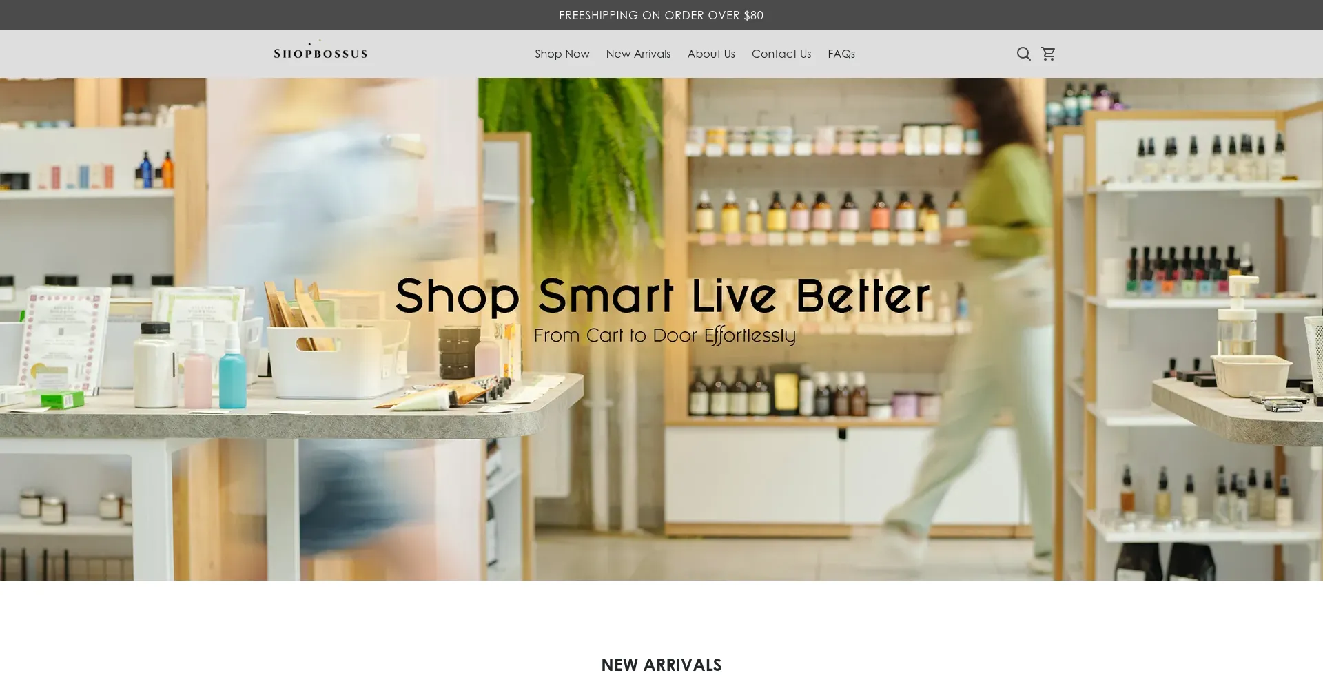 Website screenshot of Shopbossus.com
