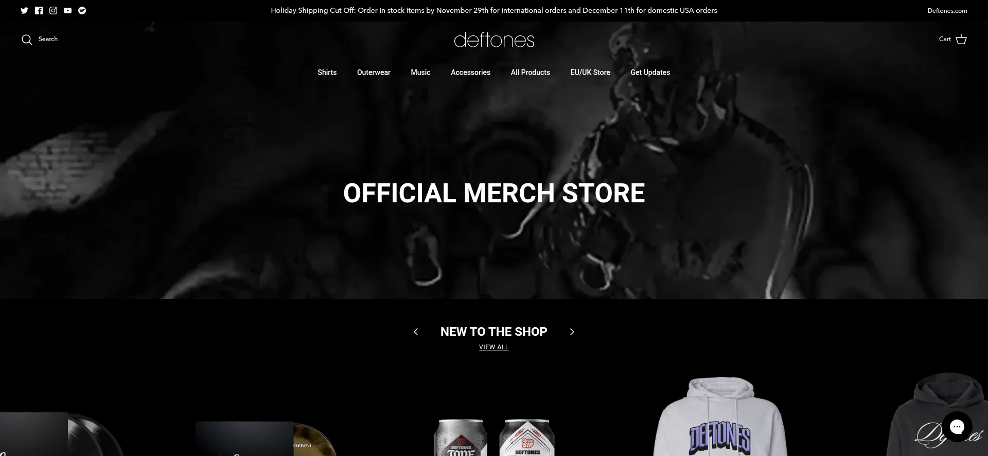 Website screenshot of Shopdeftones.com
